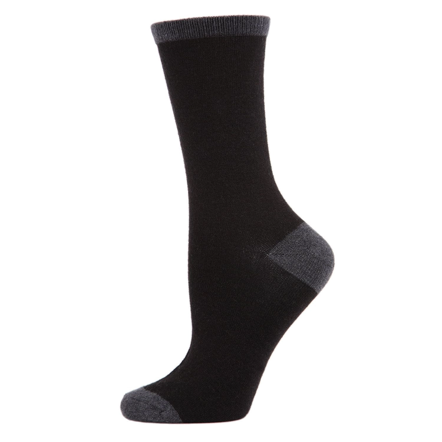 MeMoi Women's Soft Tipped Flat Knit Cashmere Blend Crew Socks