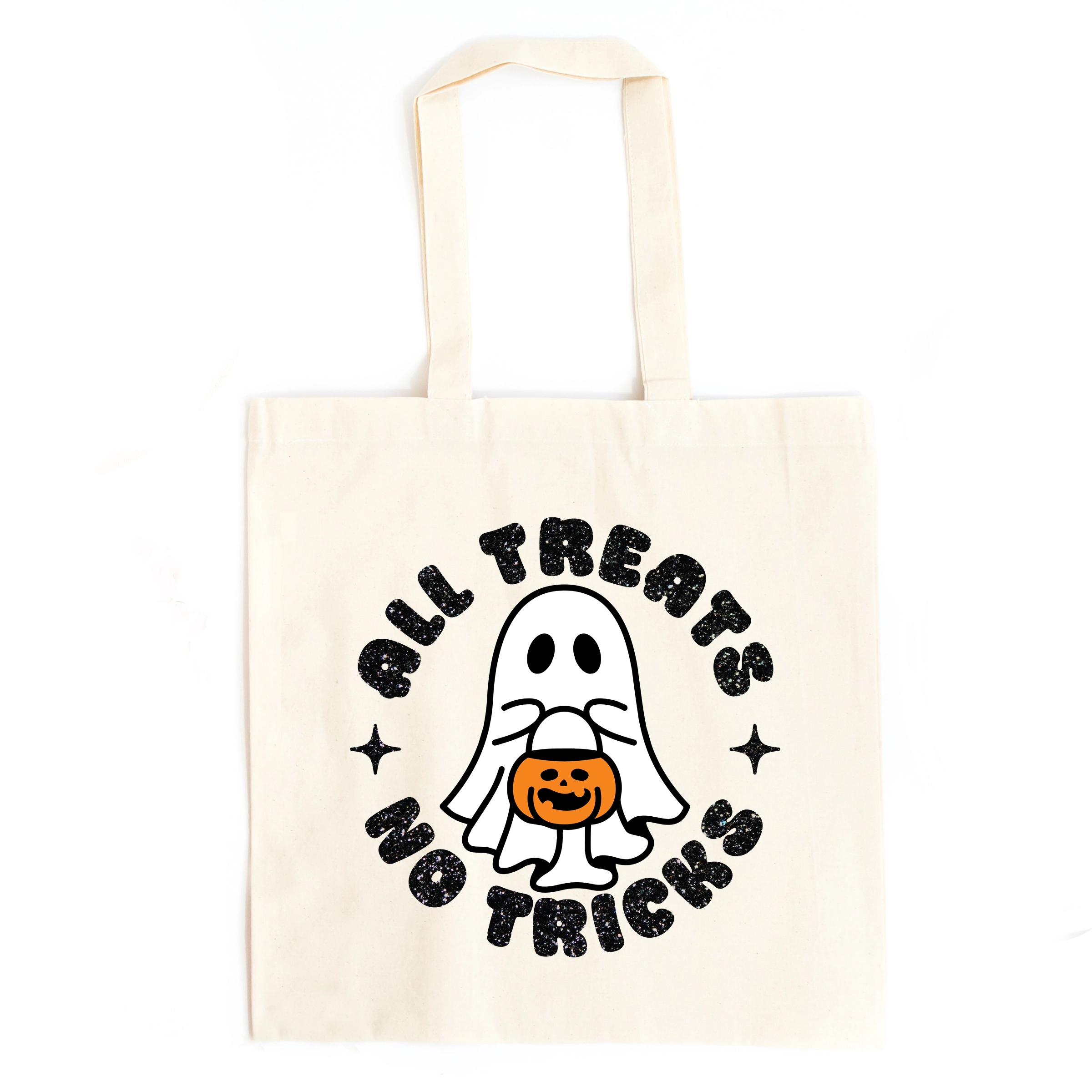 Simply Sage Market - Canvas Tote - All Treats No Tricks Ghost Glitter
