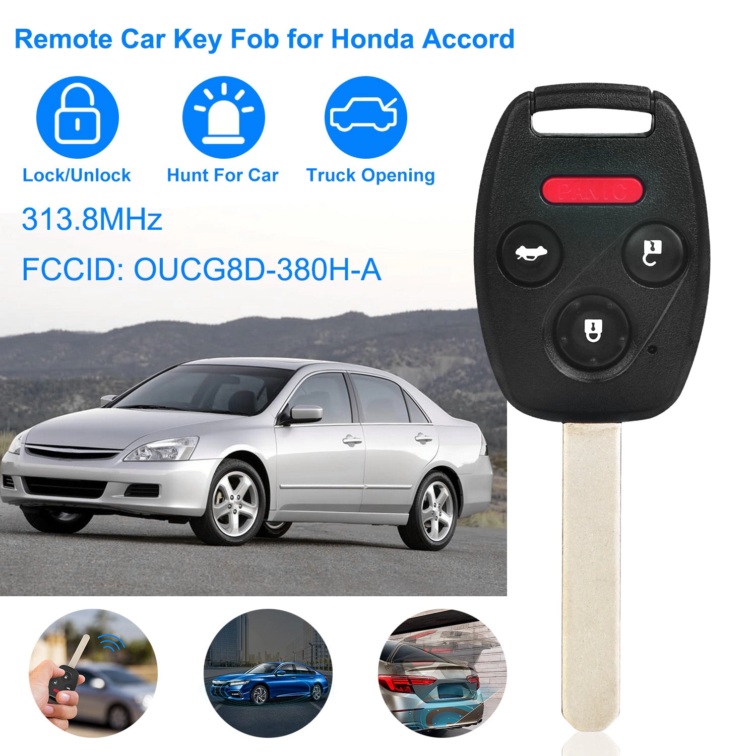 GBruno Remote Key Fob Shell For Honda Accord 2003-2007