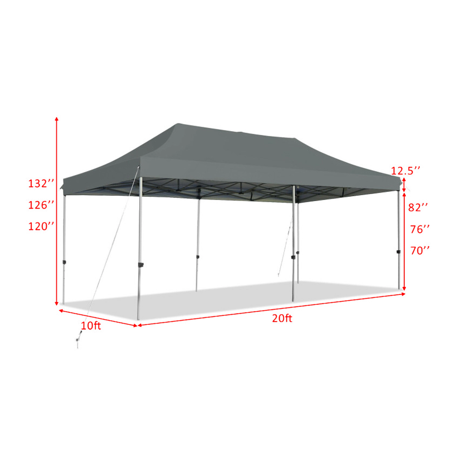 Hivvago 10x20 FT Durable Pop-Up Shade Canopy with Adjustable Frame and Carry Case
