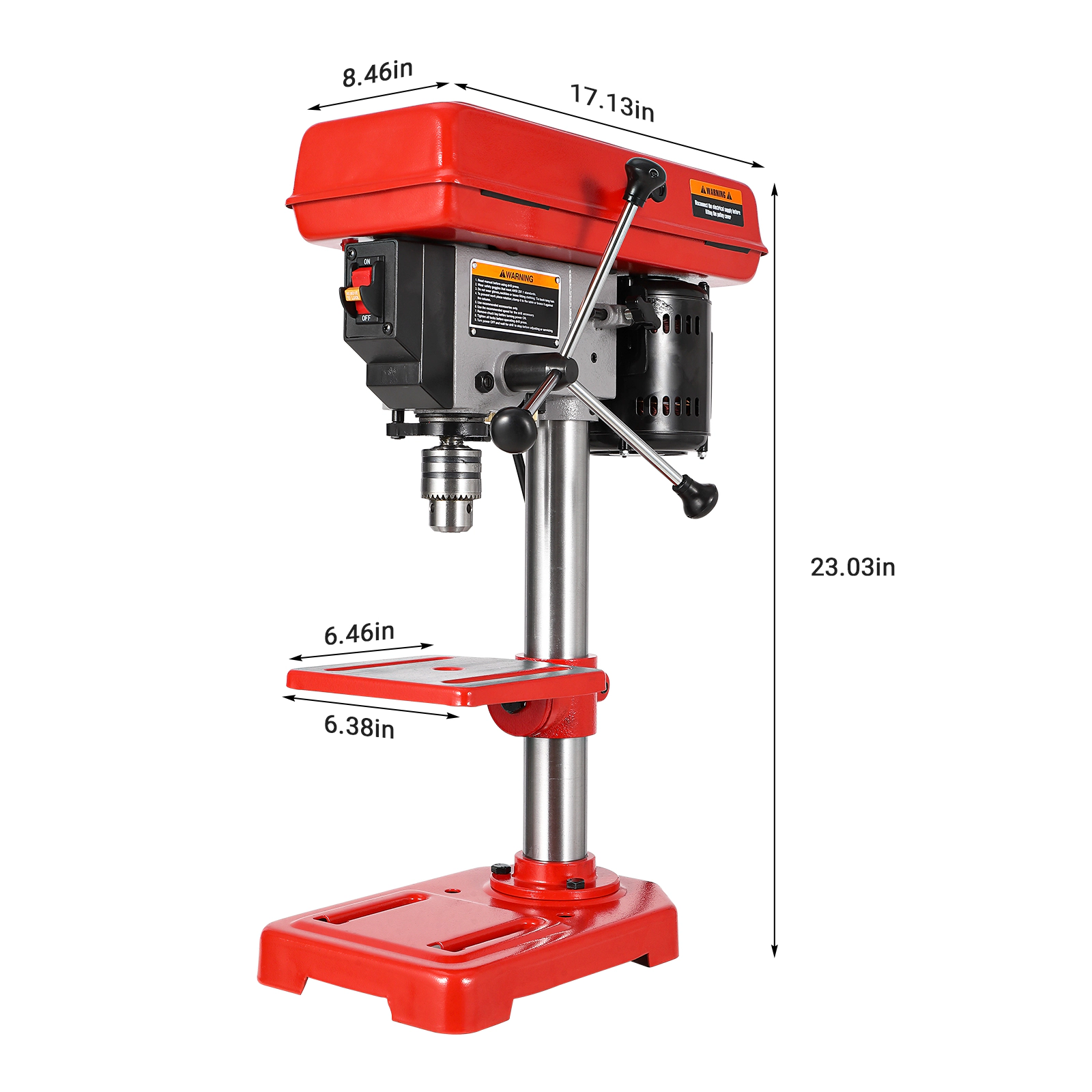 8-in 2.5-Amp 5-Speed Benchtop Drill Press with Laser Ray LED Light and 0-45 Degree Tilting Worktable