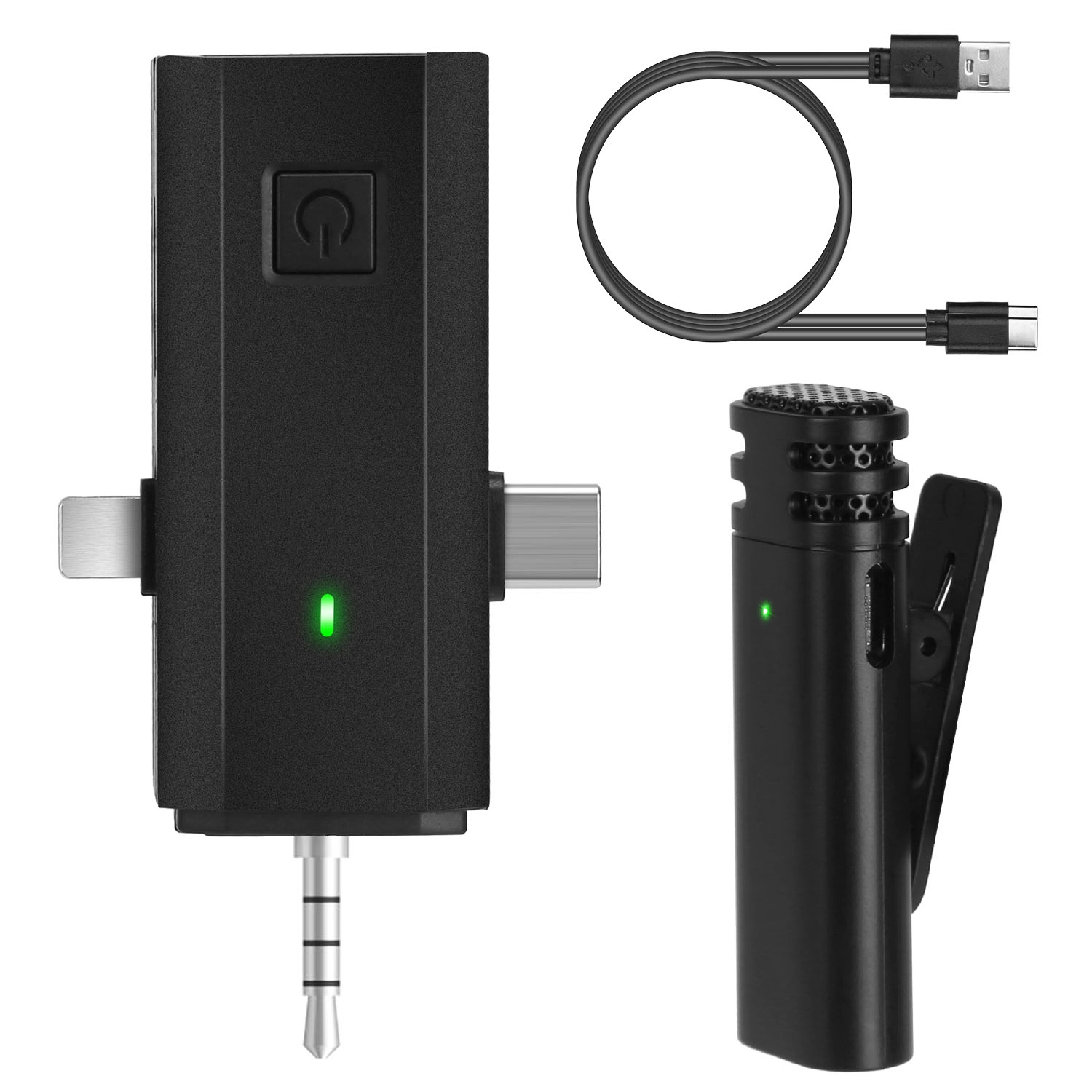 GBruno 3-in-1 Wireless Clip-On Microphone