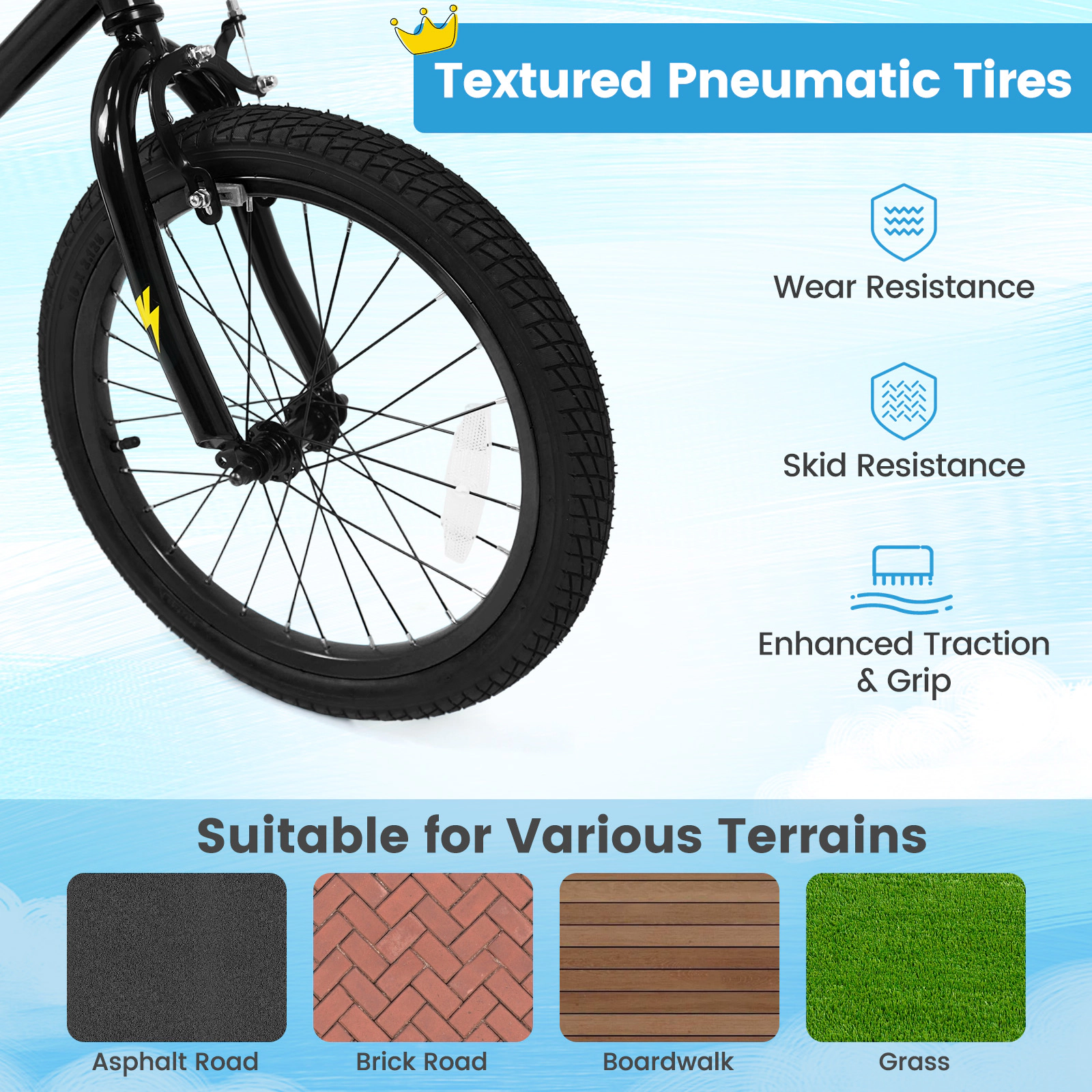 18-in Kids Bike with Kickstand Training Wheels and Coaster Brake for Ages 4-8 Rider Height 47.2-in to 59.1-in Bicycle