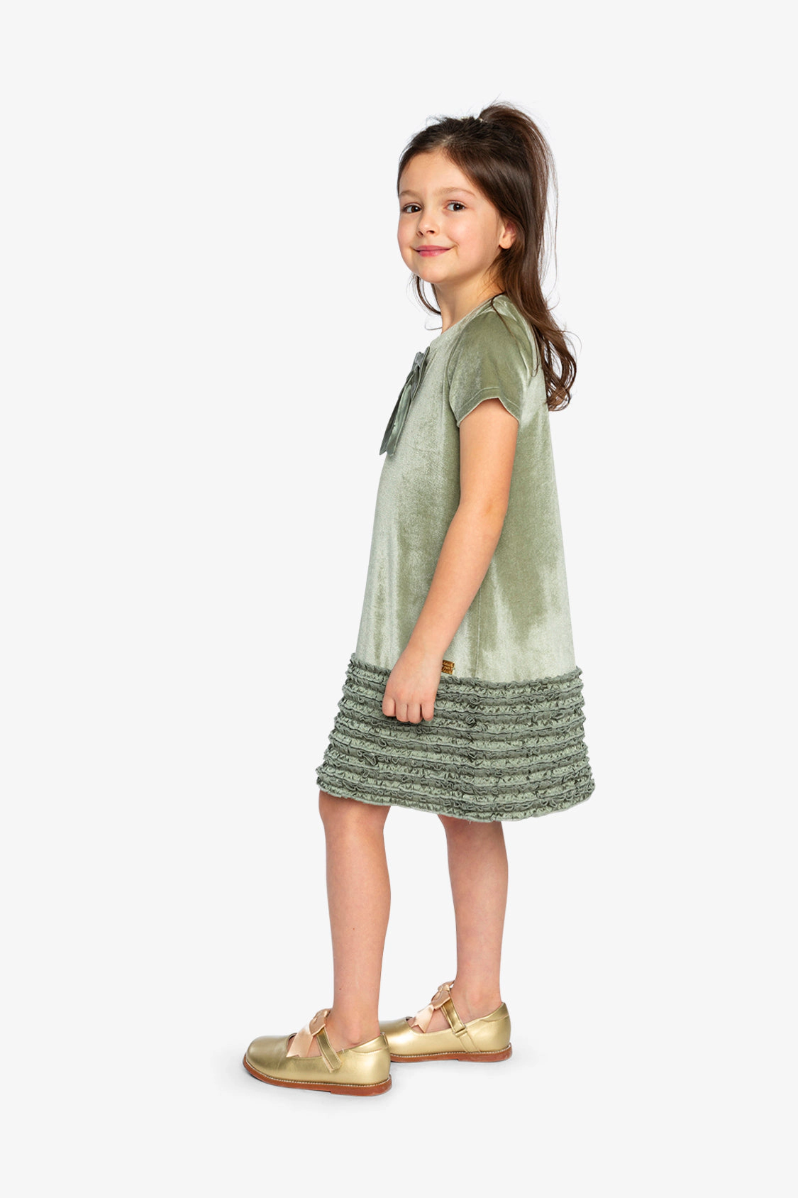 Deux par Girls Short Sleeve A-Line Dress with Bow