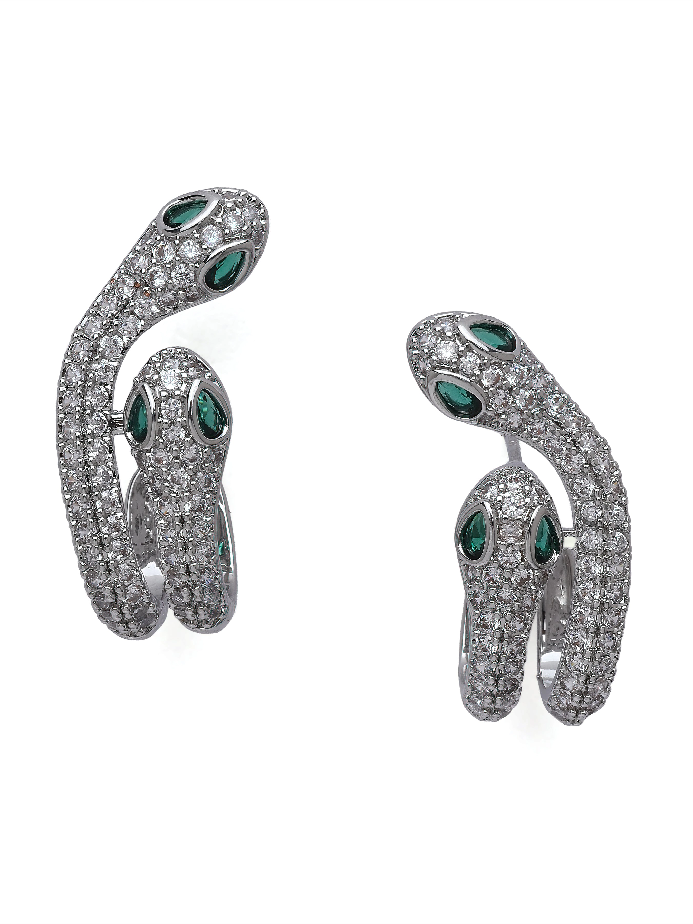 AGP PARIS Womens Pavé Serpent Hugger Stud Earrings