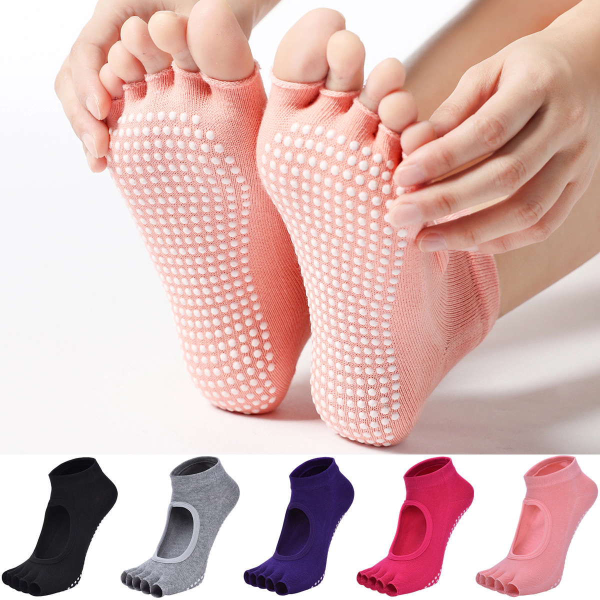 Women Non Slip Barre Socks Grippy Toe Yoga