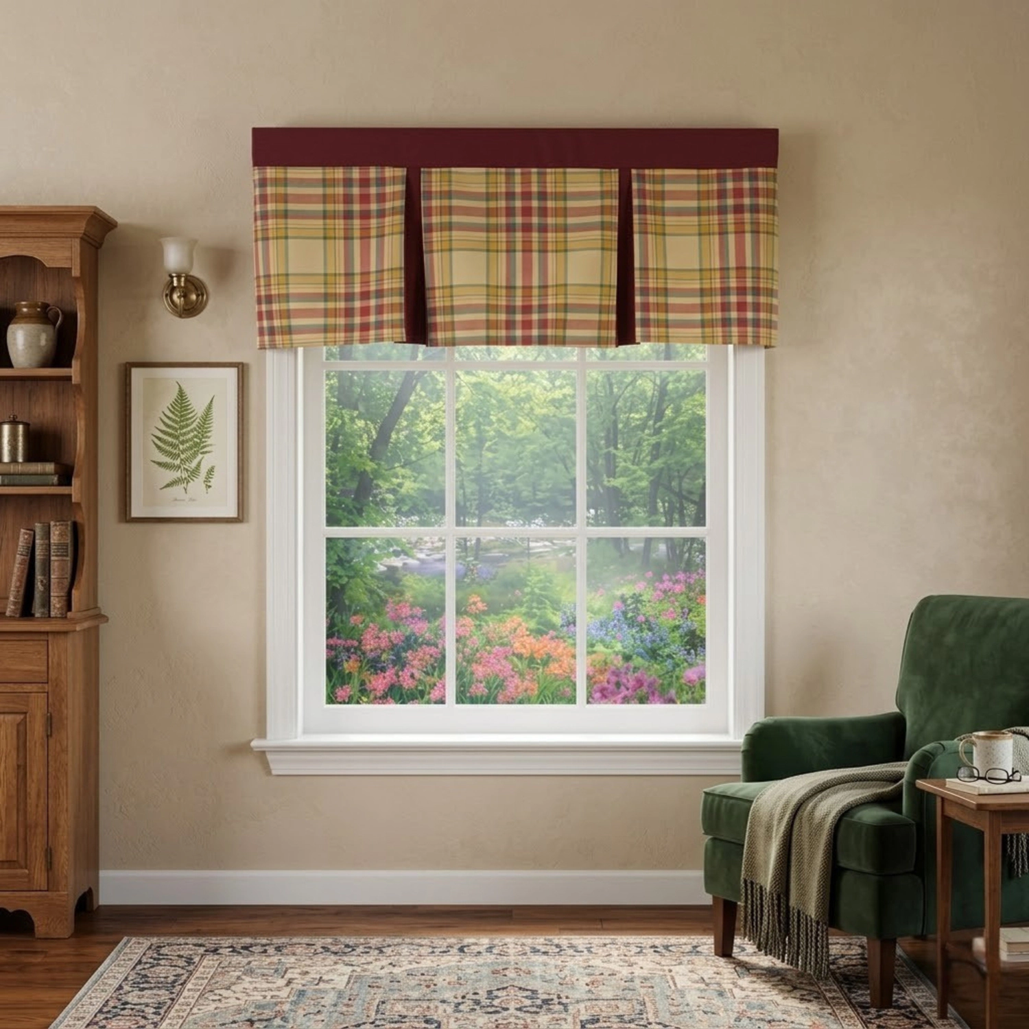 RLF Home Syon Park Pleated Window Valance 100% Cotton Rod Pocket 50" x 17" Gold
