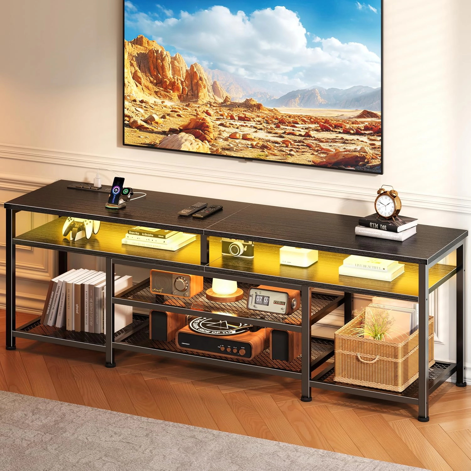Furologee TV cabinet with power outlet for living room and bedroom