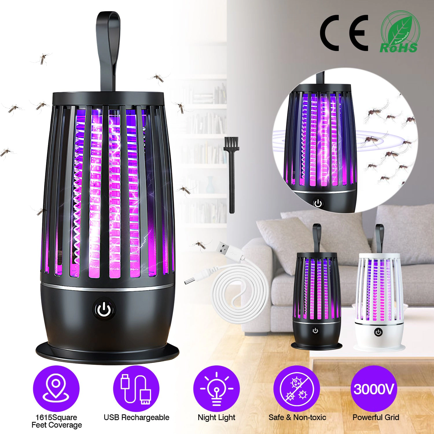 GBruno Rechargeable Bug Zapper With Night Light