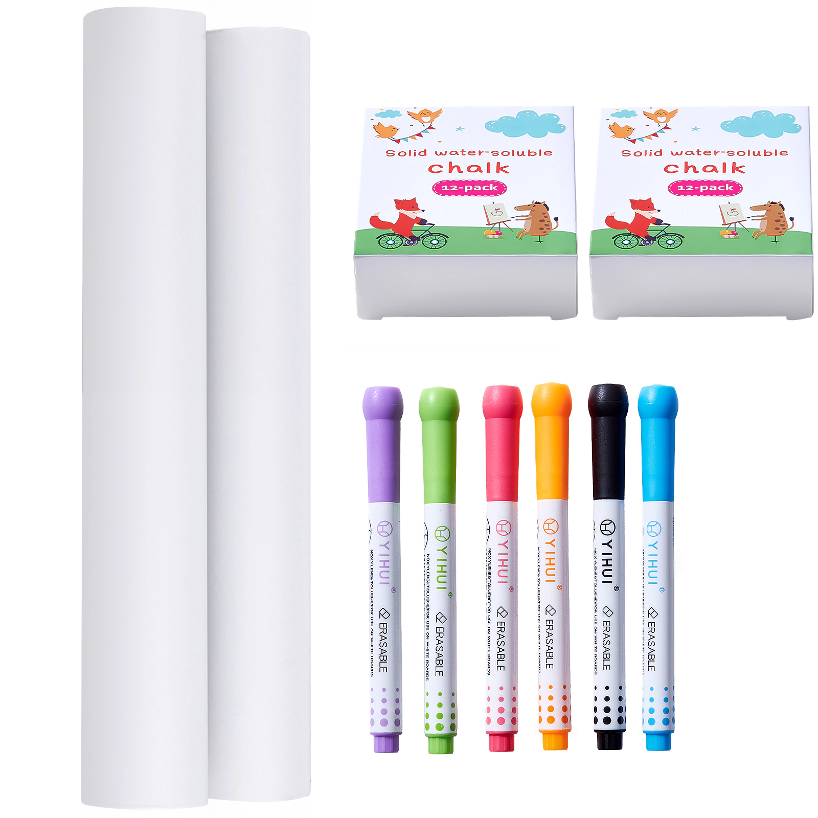 HONGGE Easel Accessory Set, 32 PCS Kid's Art Easel Painting Kit Including Chalks, Dry-Erase Markers & Paper Rolls