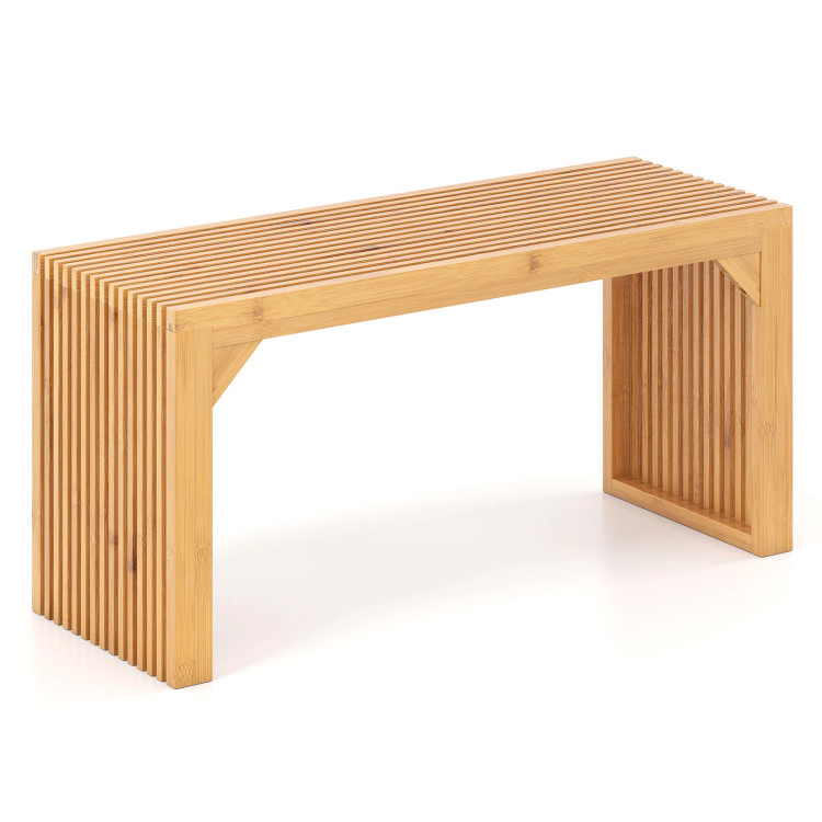 Hivvago Bamboo Dining Bench Long Entryway Bench  Indoor Outdoor Solid Wood Bench-Natural