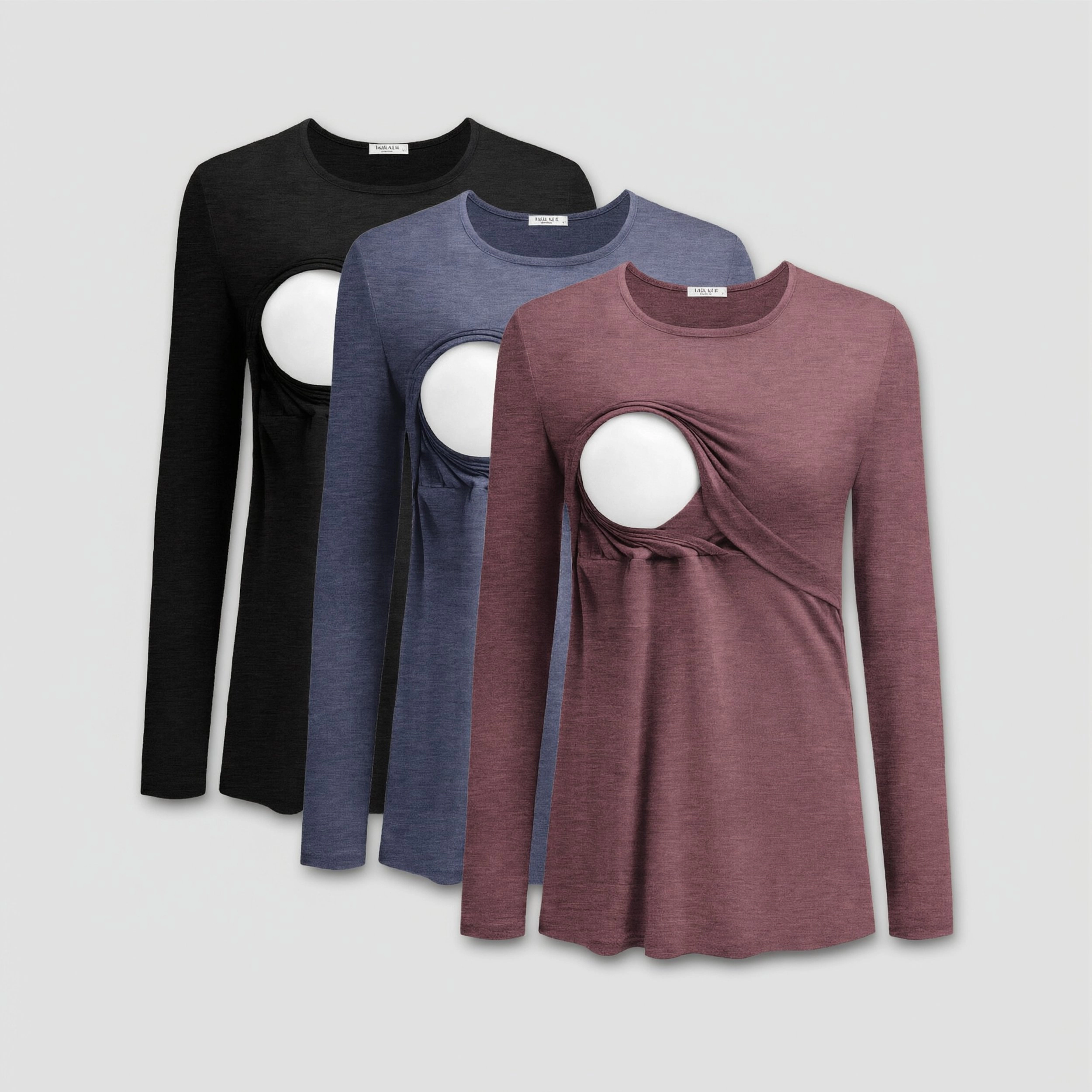 Ekouaer Women's Crew Neck Long Sleeve Nursing Top Maternity T-Shirt