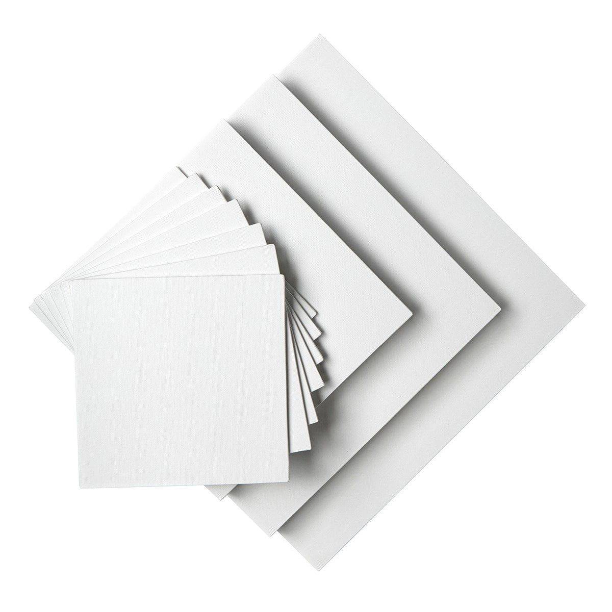 KINGART Canvas Panels Square Multi-Size Set - 28 Pack (6x6, 8x8, 10x10, 12x12)
