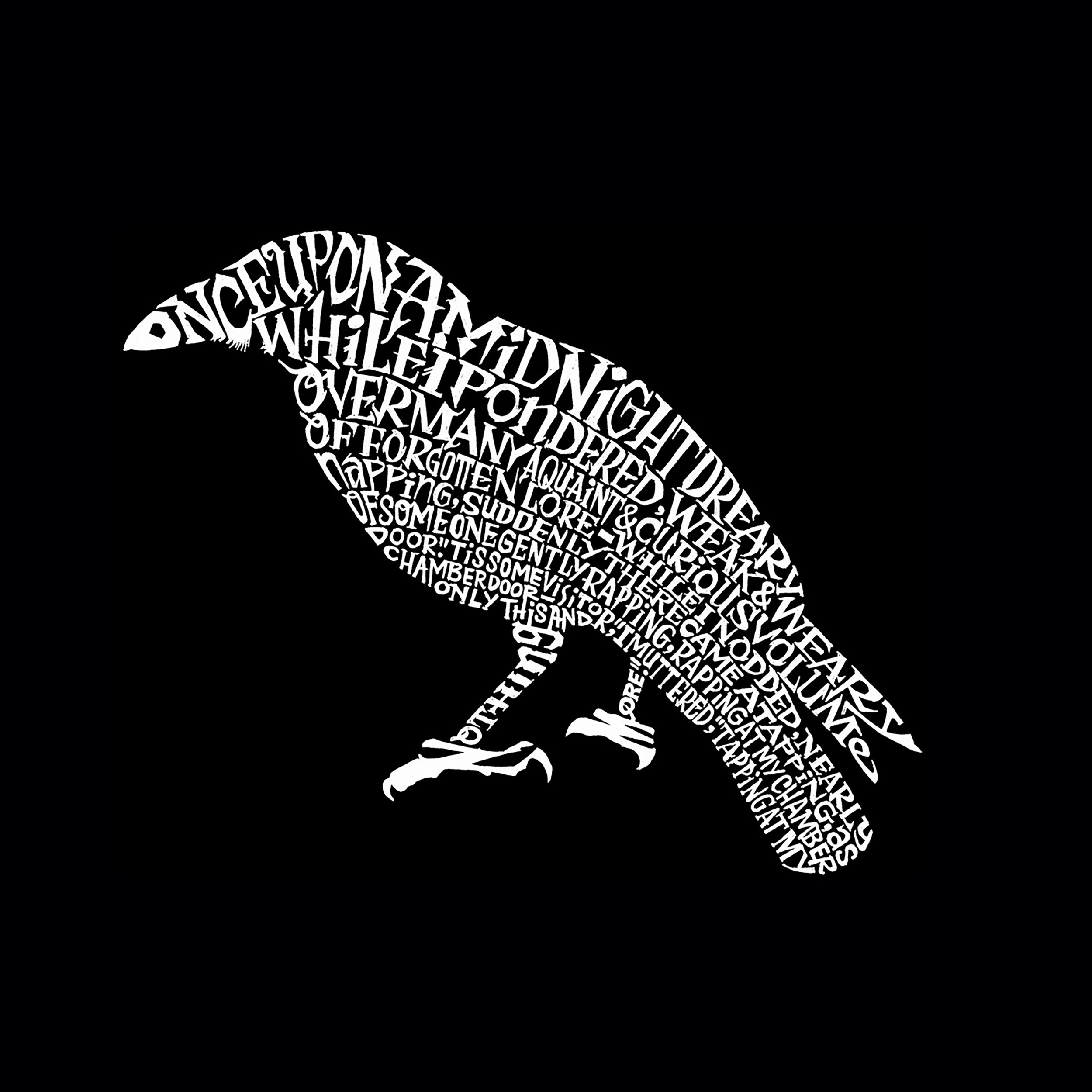 LA Pop Art Men's Edgar Allen Poe The Raven Word T-Shirt