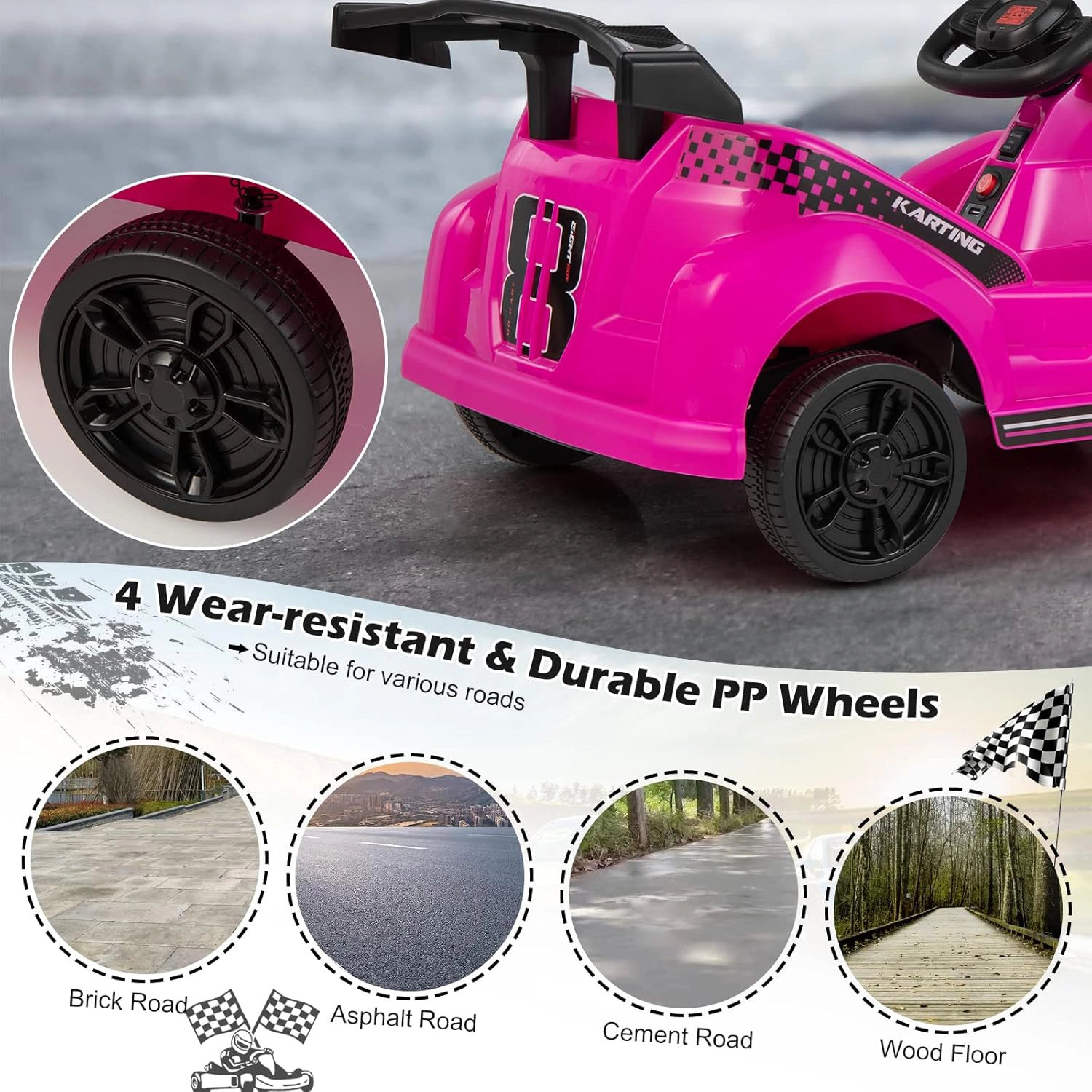 Costway 6V Electric Go Kart for Kids Ride On Car w/ 2.4G Remote Control w/Soft Start Sound and Music Function