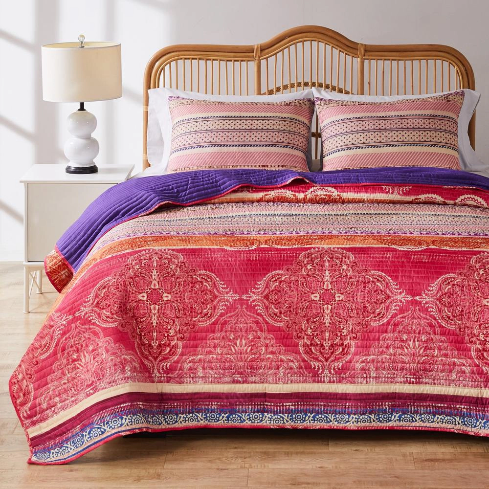 Greenland Home Aurora Reversible Quilt and Pillow Sham Set 3 Piece
