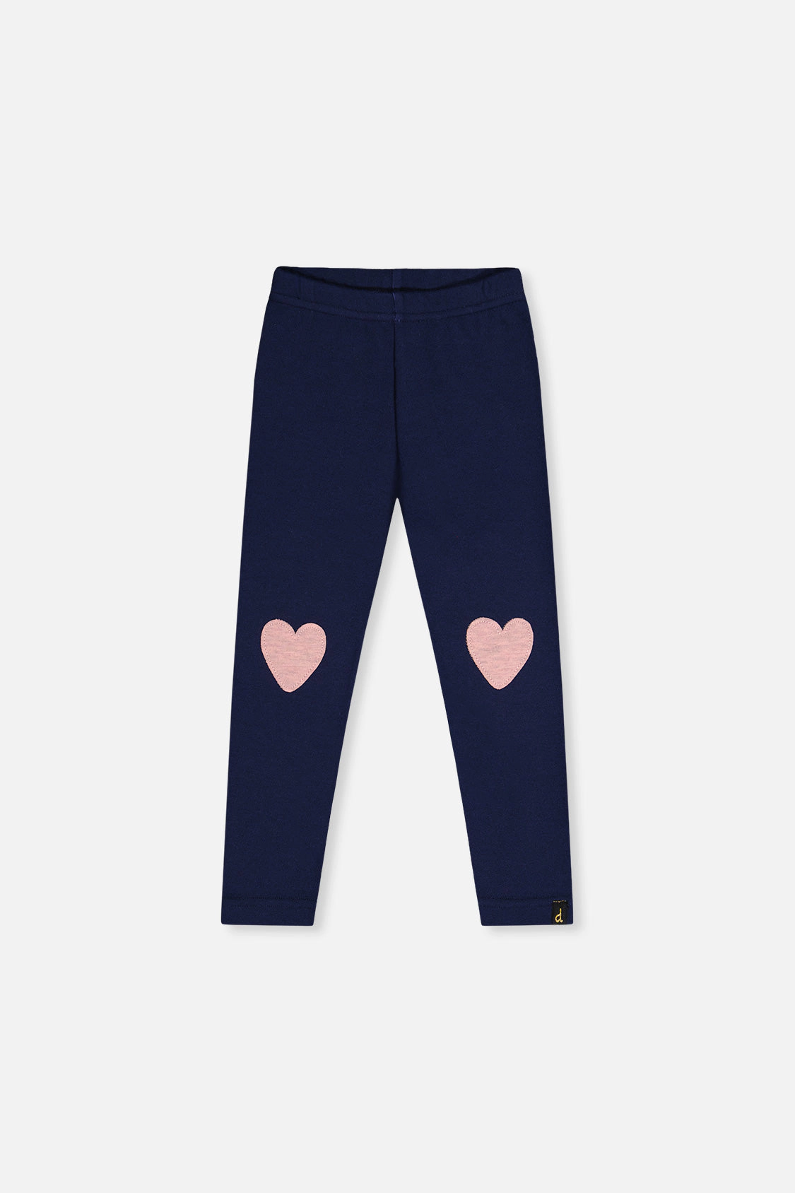 Deux par Deux Girls Heart Appliqué Brushed Jersey Leggings