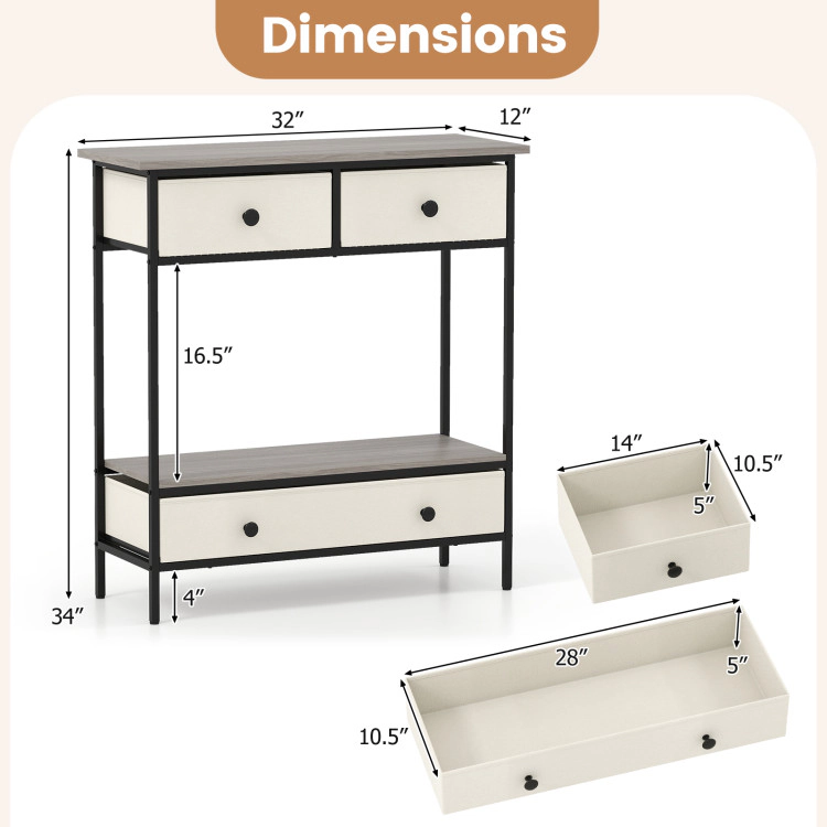 Hivvago Farmhouse Console Table With Open Storage Shelf For Hallway