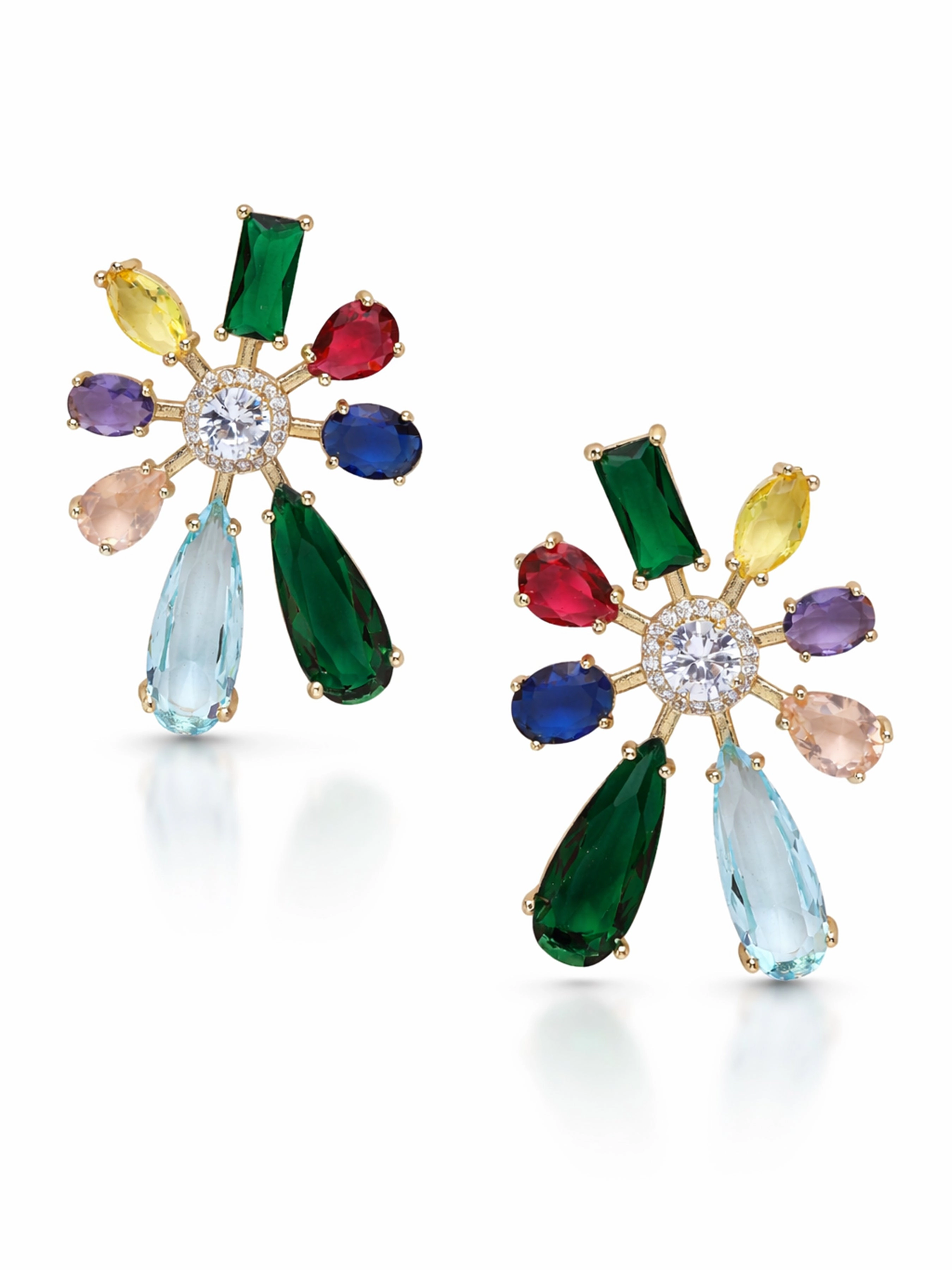 AGP PARIS Womens Sunburst Multistone Stud Earrings