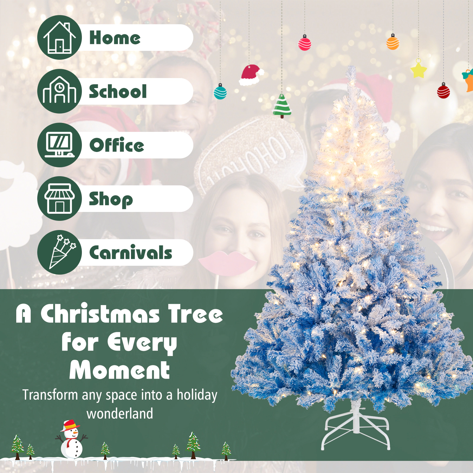 Costway 5/6/7/8 FT Artificial Christmas Tree with 180/250/350/470 Warm White LED Lights