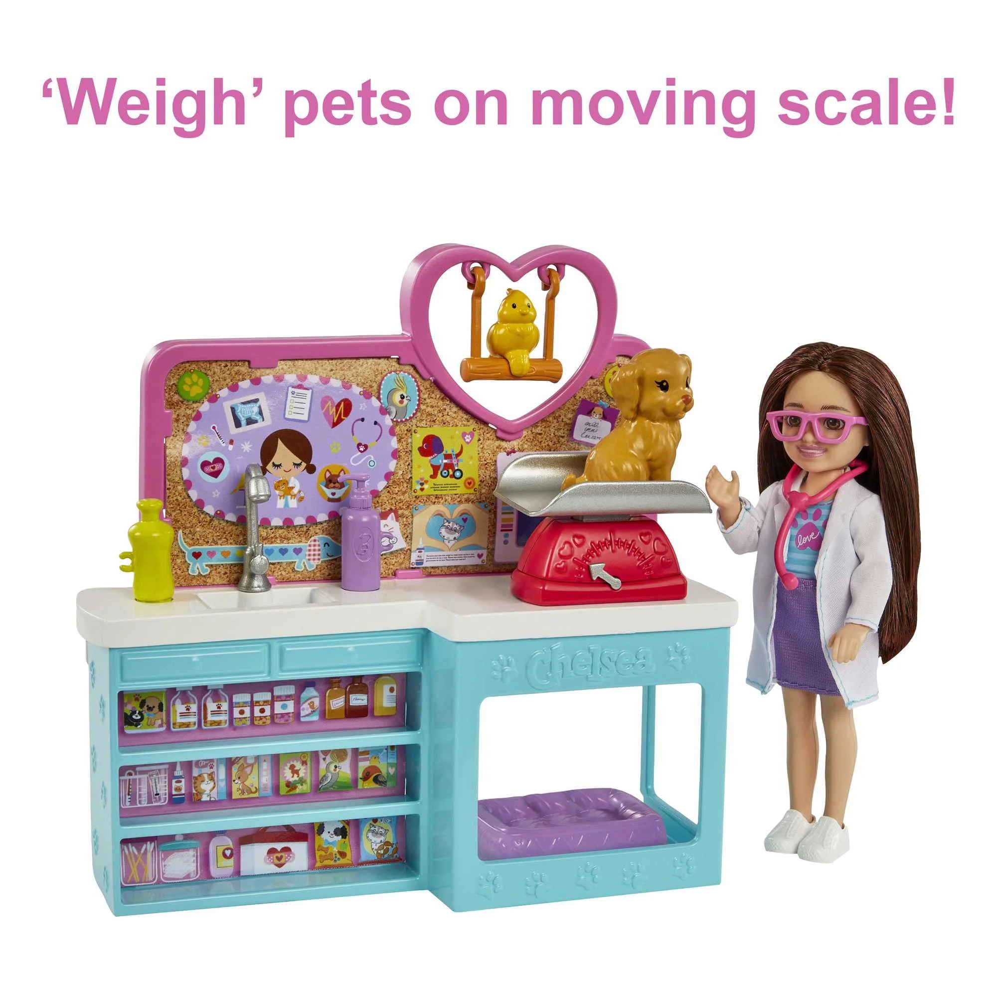 Barbie Chelsea Pet Vet Playset with Doll and 4 Animal Figures