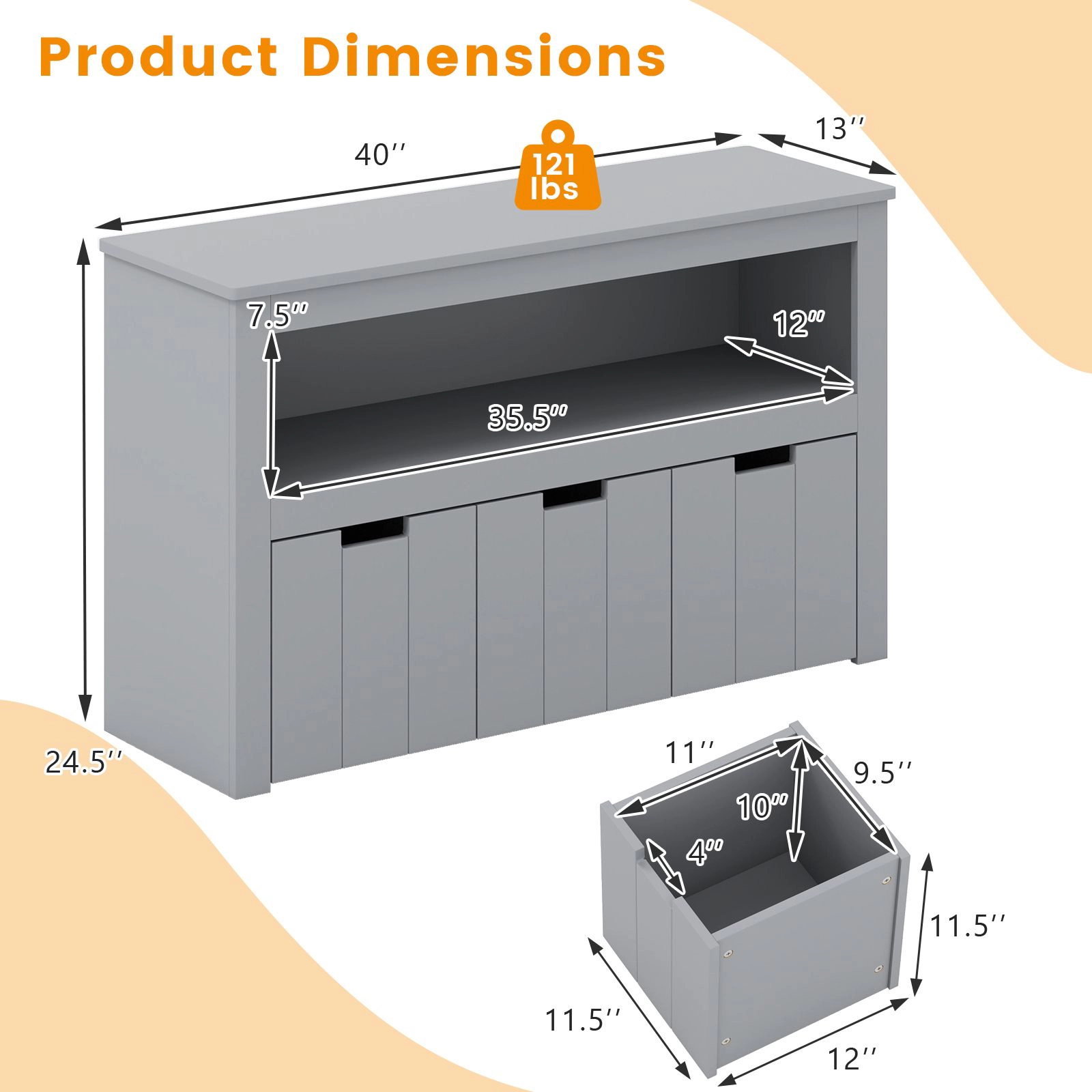 SlickBlue Kids 3-Drawer Storage Cabinet with Wheels and Table