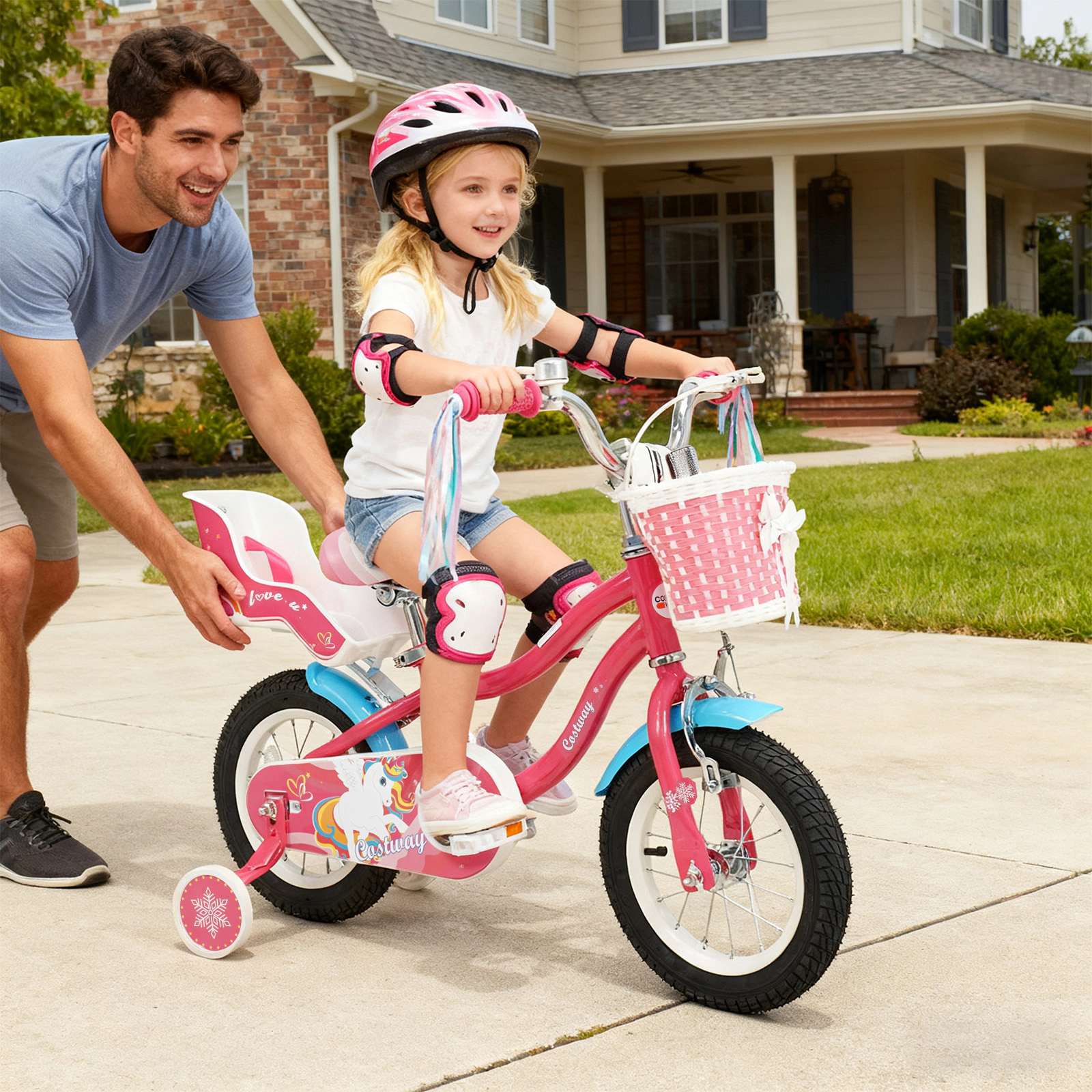 LJG Girls Bike for 3-8 Years Old Kids with Doll Seat