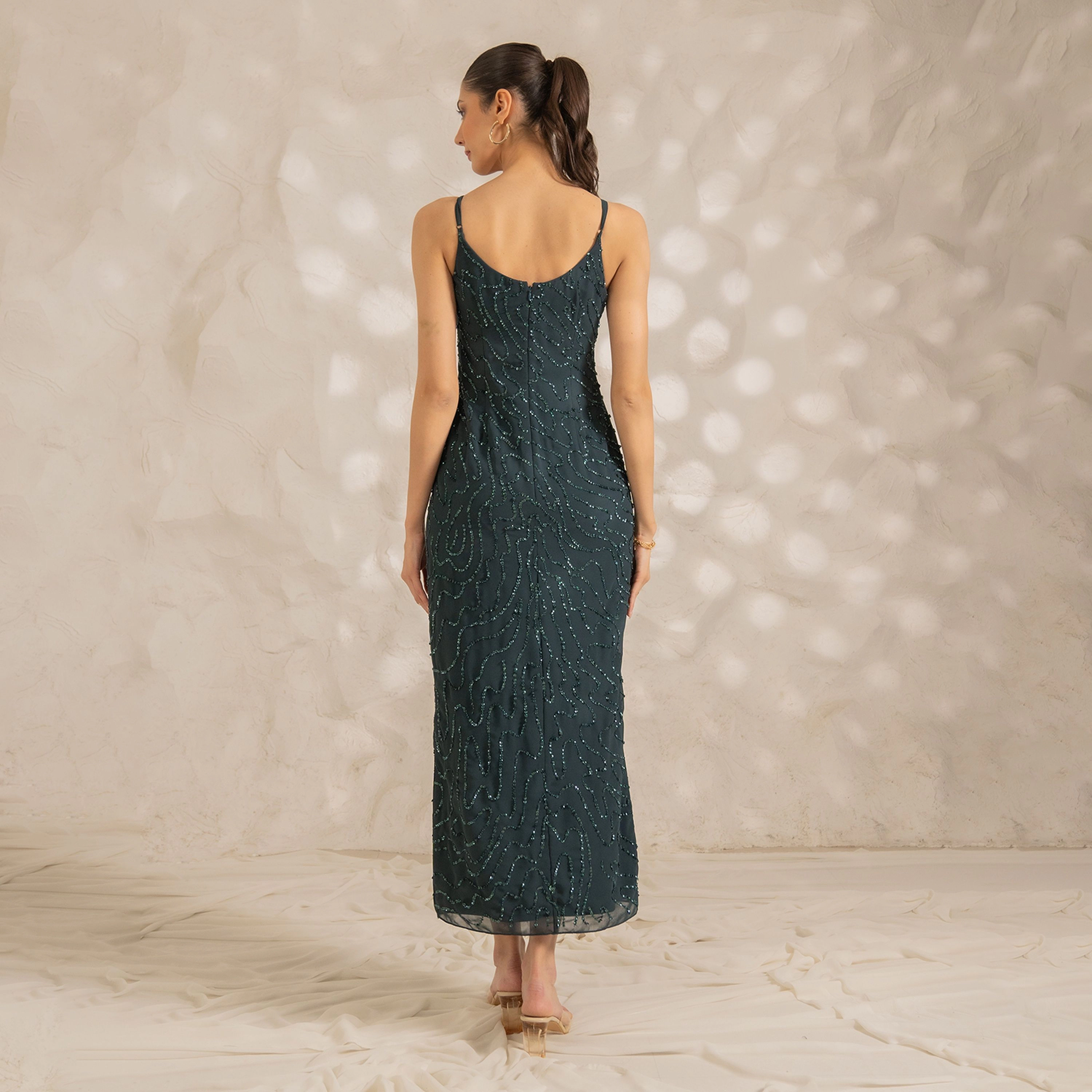 Rose & Nancy Women's Astrid Teal Maxi Dress