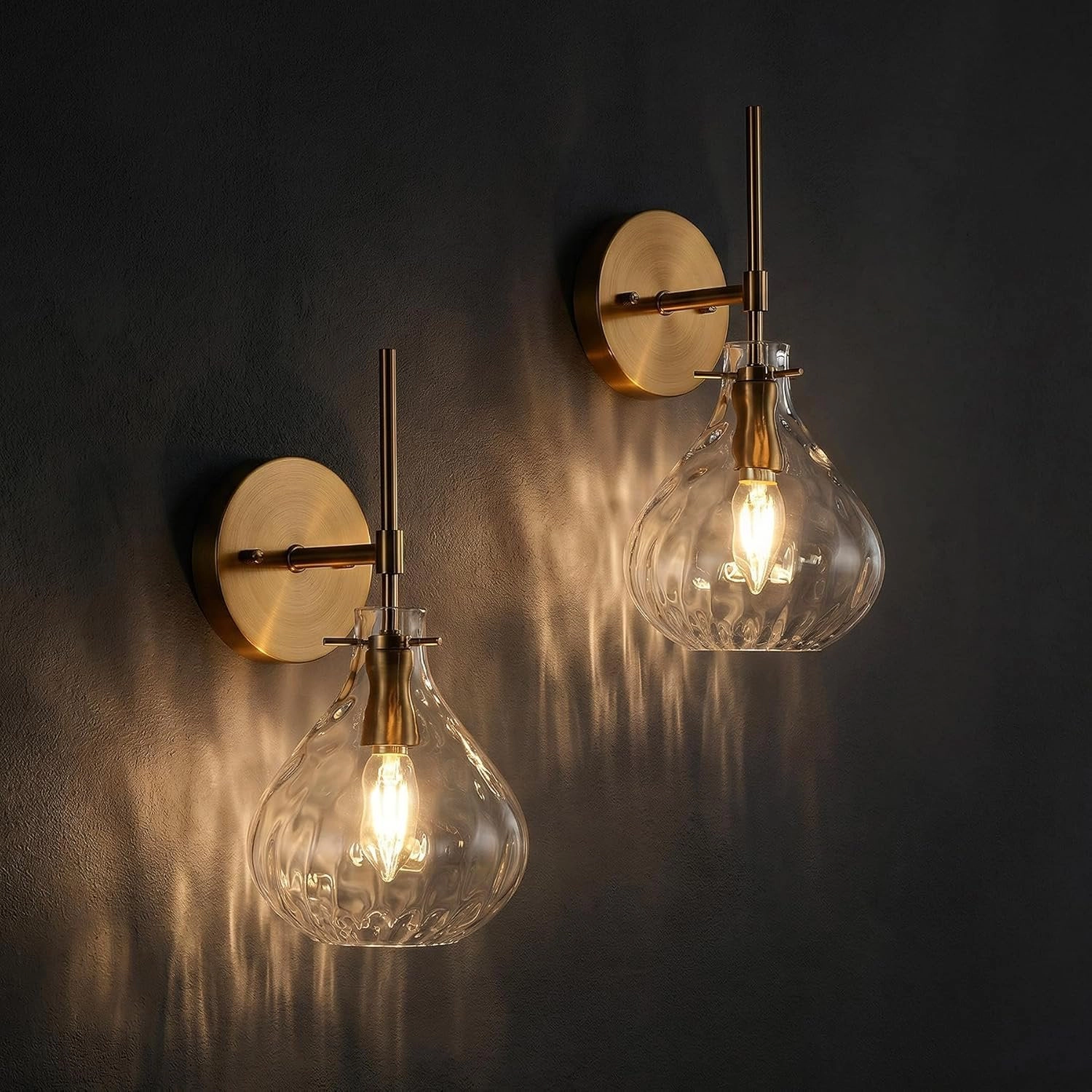 Tribesigns Set of 2 Clear Glass Shade Modern Wall Sconces
