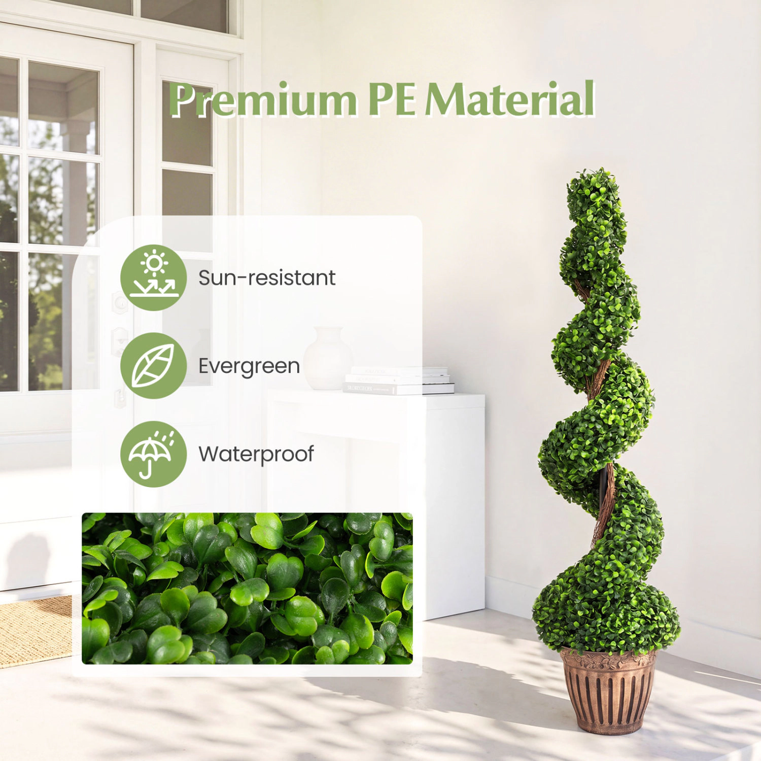 SlickBlue Artificial Spiral Topiary Tree 47 Inch Pre Potted Indoor Outdoor
