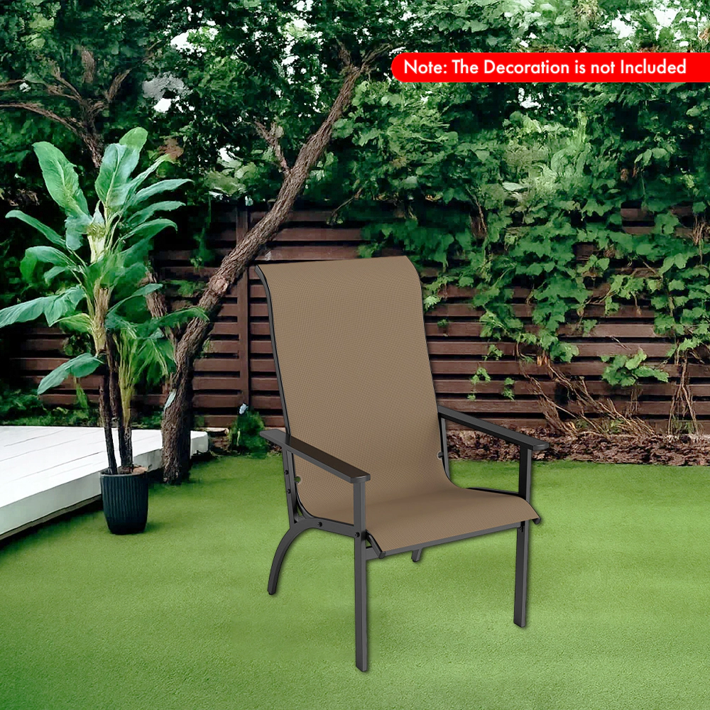 Hivvago Outdoor Metal Frame Adirondack Chair with Tall Backrest for Garden or Porch
