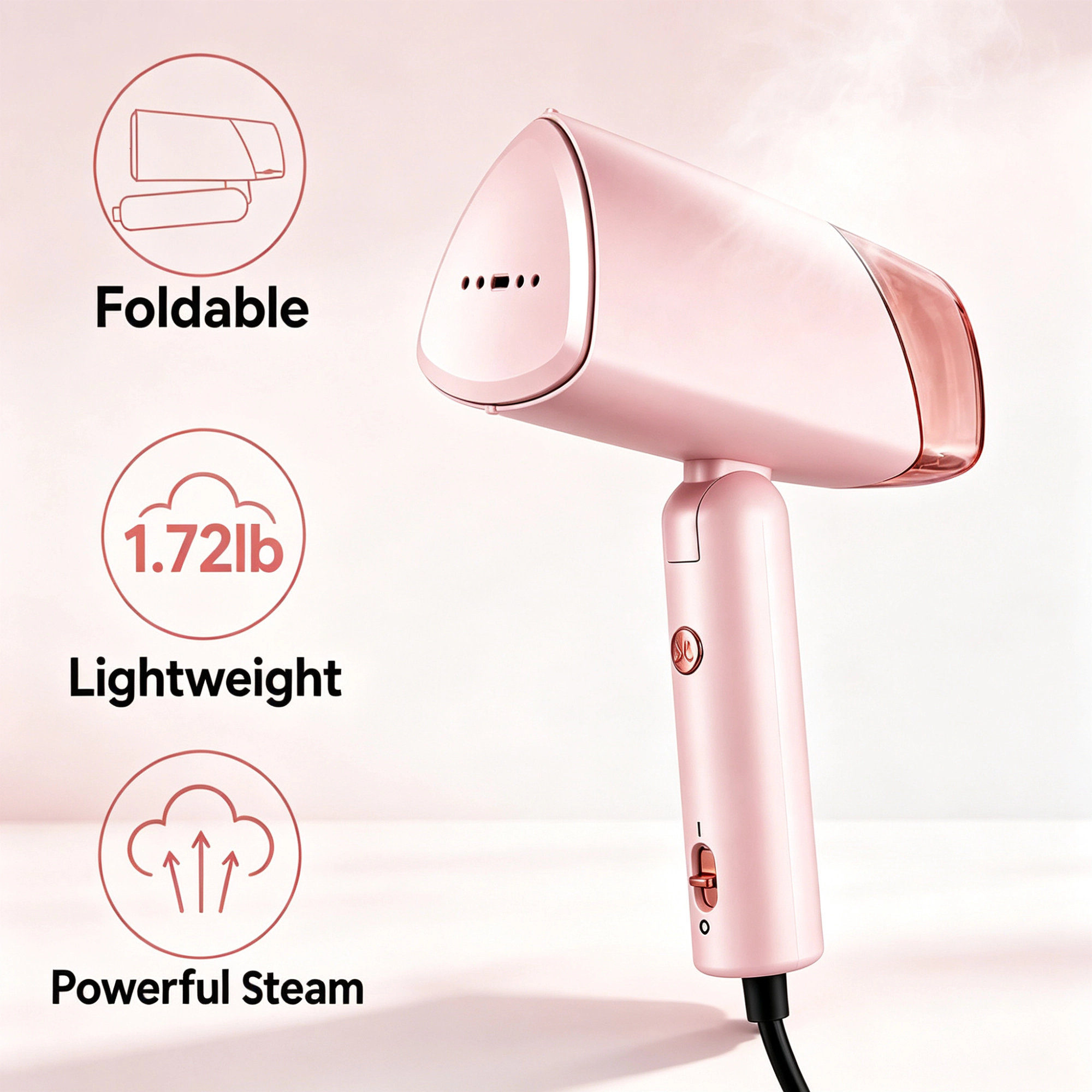 WHALL Travel Steamer for Clothes,1100W 2-in-1 Fabric Steamer & Dry Iron,Foldable Lightweight Handheld Garment Steamer