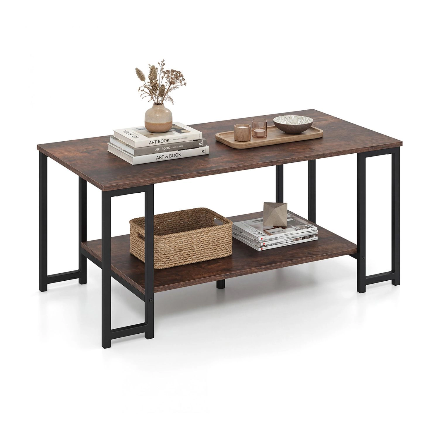 SlickBlue Modern Accent Table Open Storage Shelf Coffee