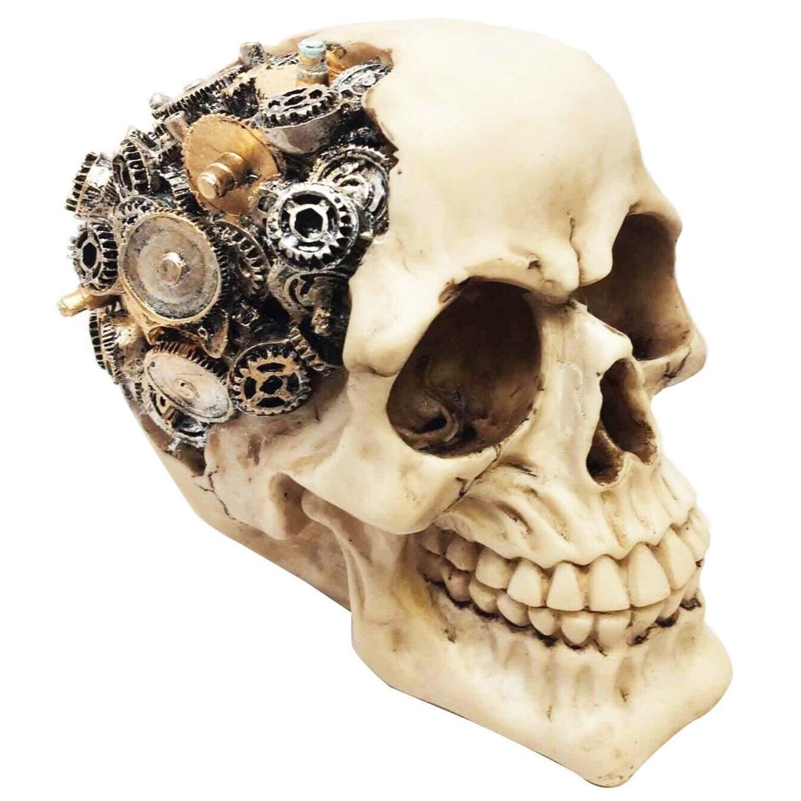 Pacific Giftware Steampunk Human Skull with Metal Gears Figurine Futuristic Steam Punk Decoration 4.75 inch
