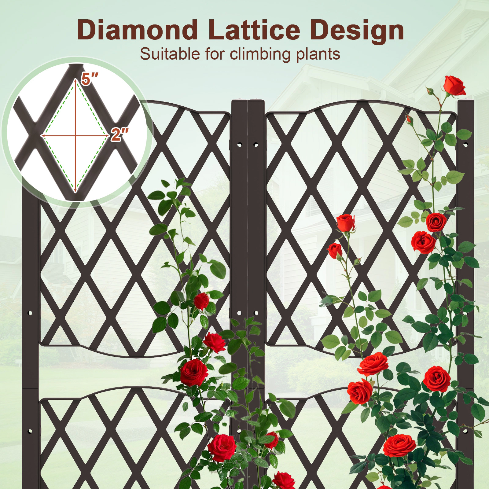 SlickBlue Rattan Style Raised Planter Box with Climbing Plant Trellis