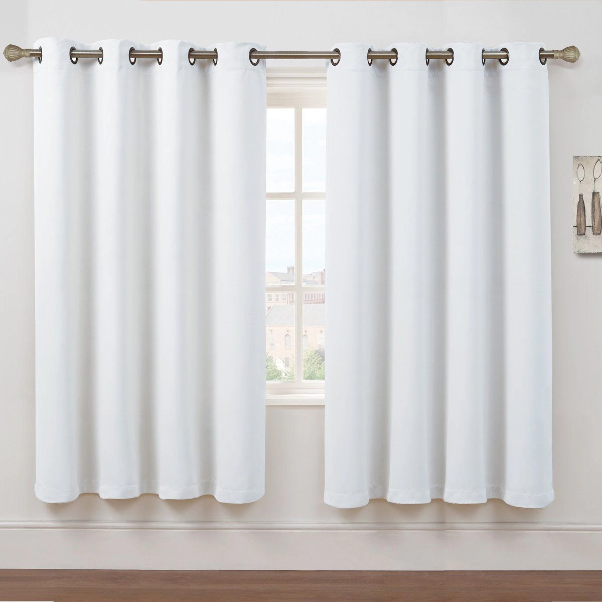 Kate Aurora Set of 2 Thermal Room Darkening Grommet Top Curtains For Small Windows - 63 in. Long