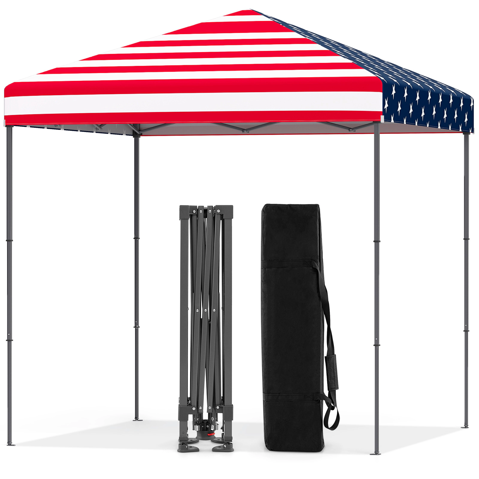 SUGIFT 6.6-ft by 6.6-ft UPF50+ Silver-Coated Oxford Pop Up Canopy Tent with 6.2-ft to 8-ft Height Range