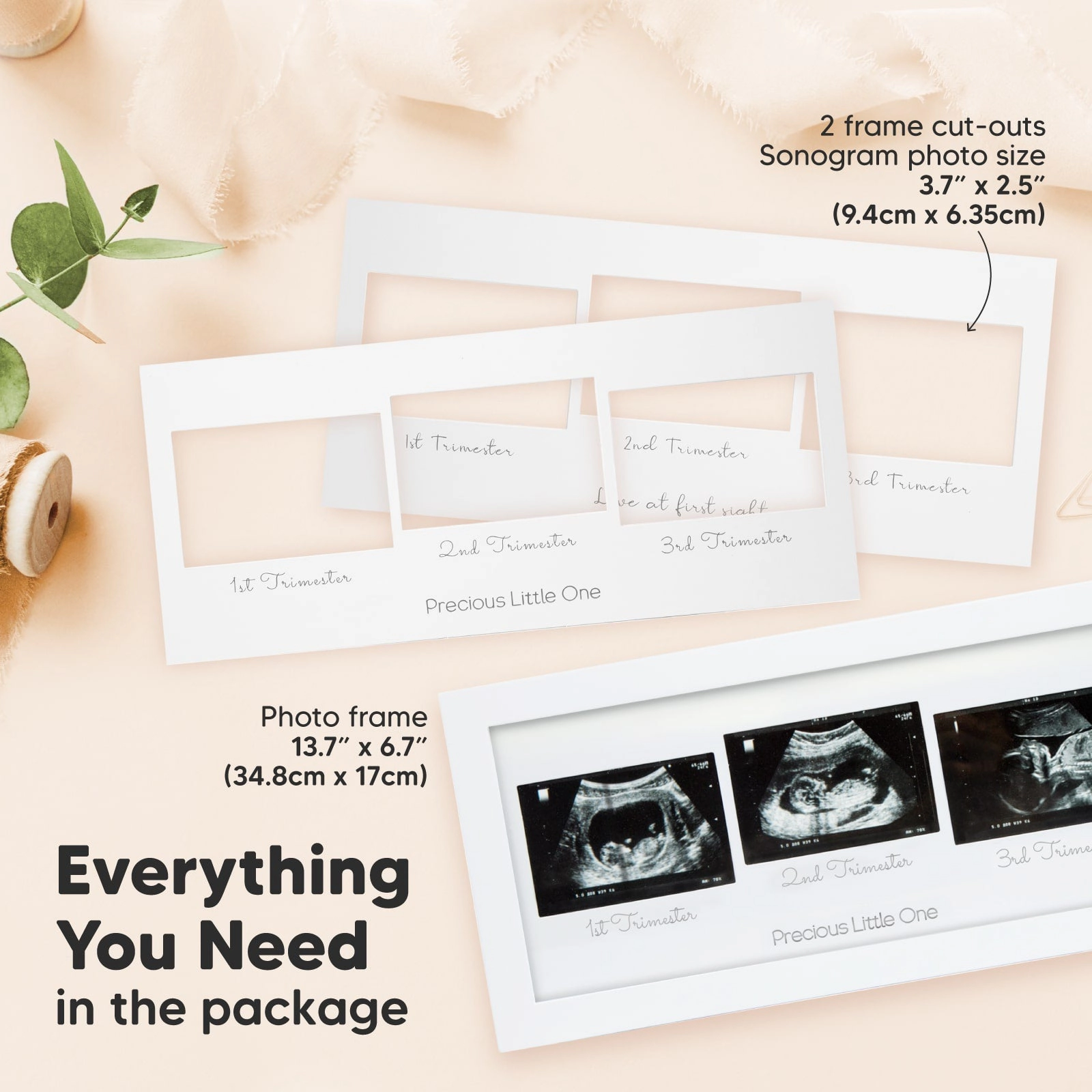 KeaBabies Trio Baby Sonogram Frame
