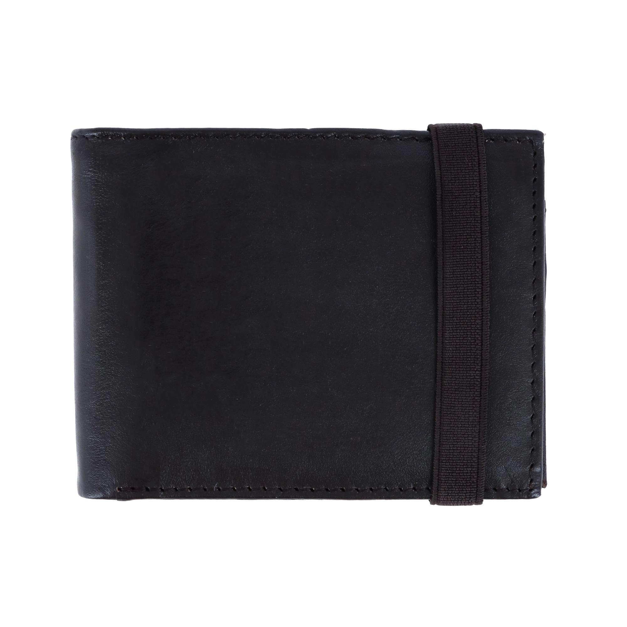 CTM Men's Bifold Wallet with Elastic Keeper Strap