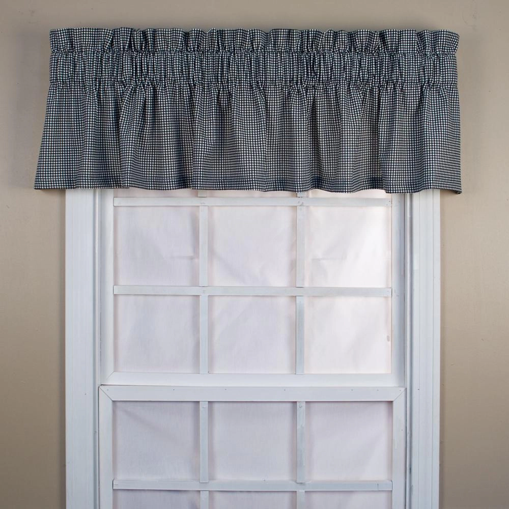 Ellis Curtain Logan Check Window Valance Blackout Room Darkening Tailored Curtain 70 x 12" Black
