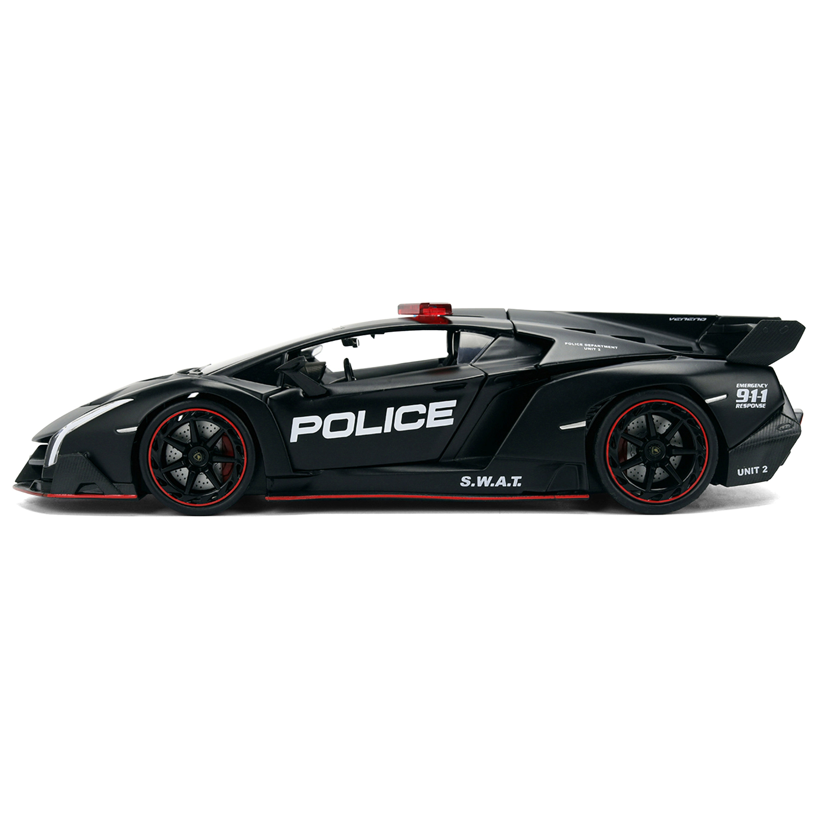 Jada Lamborghini Veneno "Police" Matt Black "Hyper-Spec" Series 1/24 Diecast Model Car by Jada