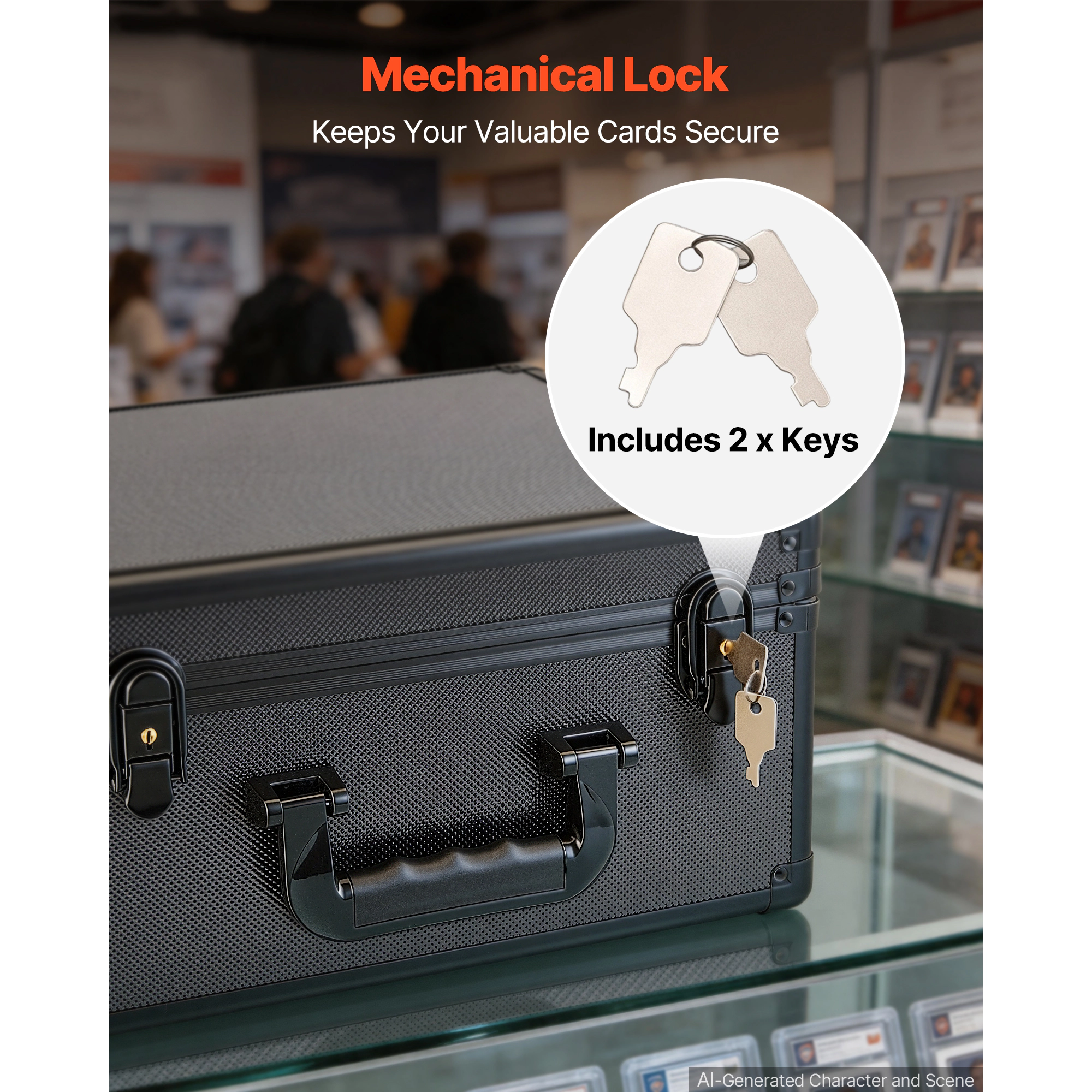 HONGGE Graded Card Case, PSA Slab Storage Box with Lock, Baseball Sports Trading Cards Holder Collector 12 Dividers