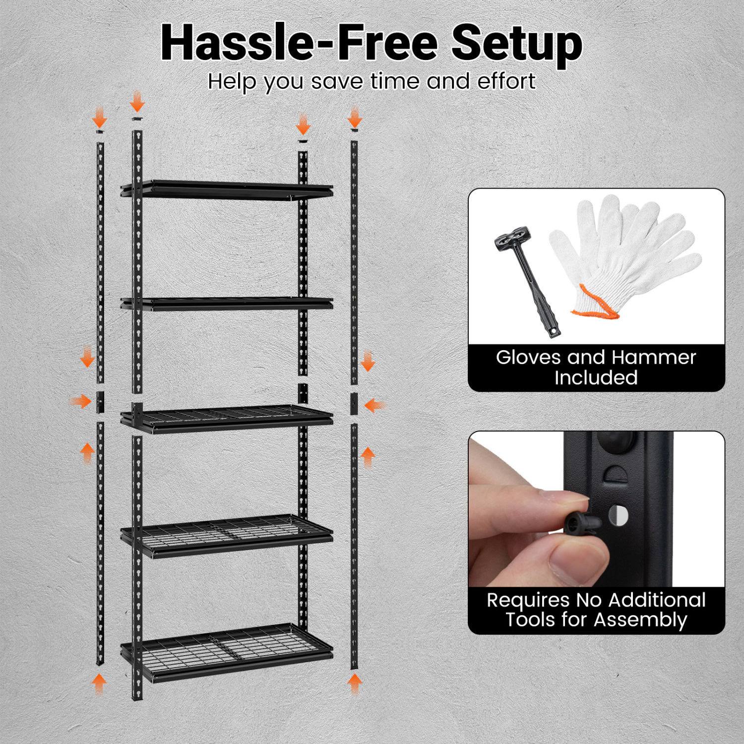 SUGIFT Adjustable 5-Tier Metal Wire Shelving Unit 400-lb Per Shelf 2000-lb Capacity Black