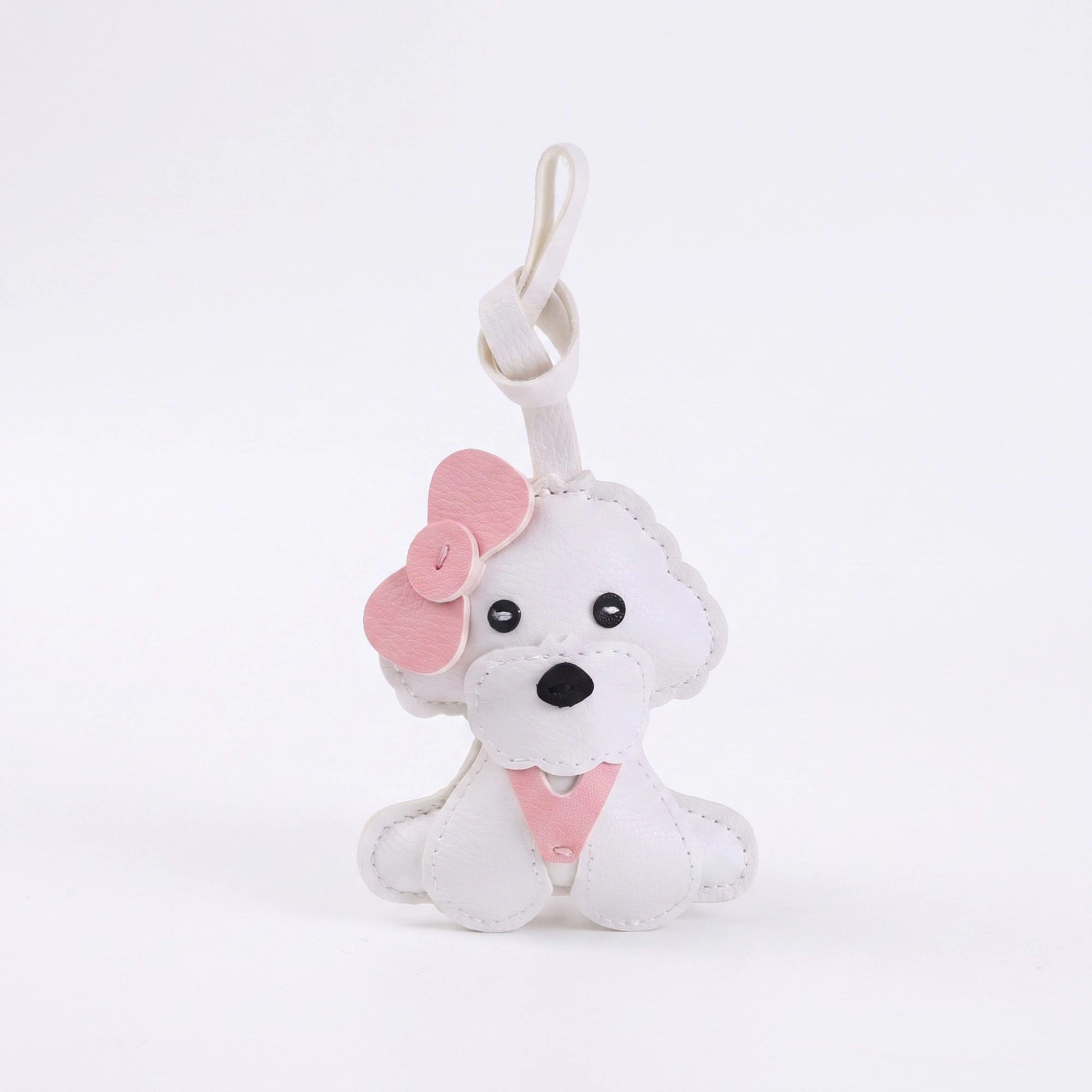 Alilang Women's Puppy Dog Bag Charm with Pink Bow Accent