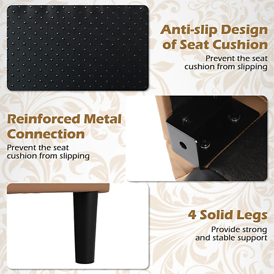 Hivvago Set Of 2 Pu Leather Modern Accent Chair With Removable Seat Cushion