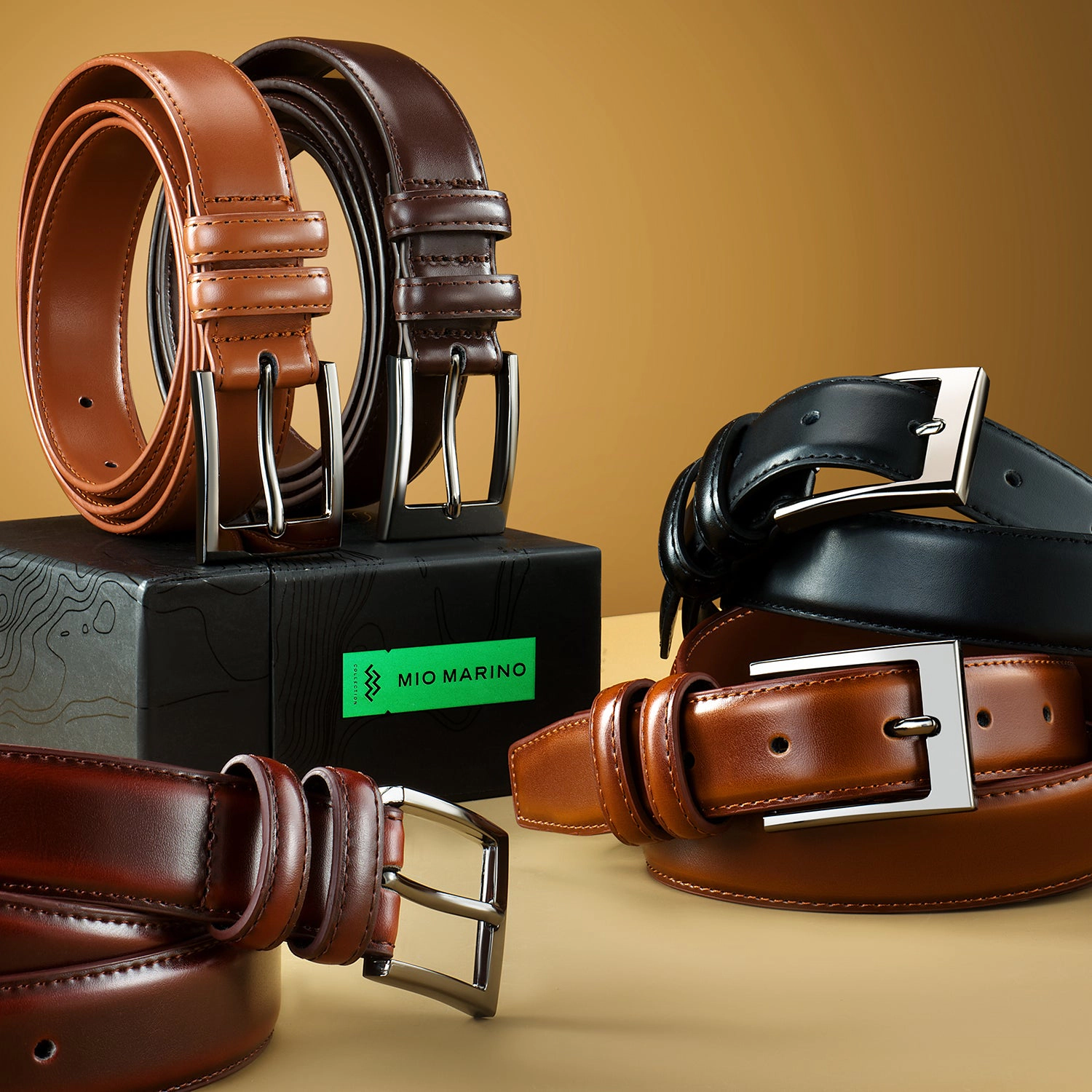 Mio Marino Men's Dual Loop Leather Dress Belt