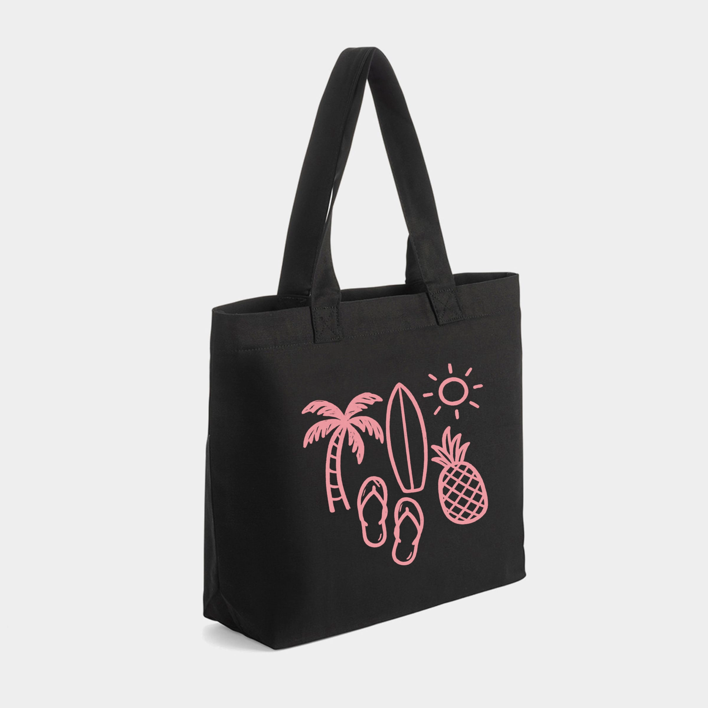 Simply Sage Market - Zippered Canvas Tote - Beach Elements Outline