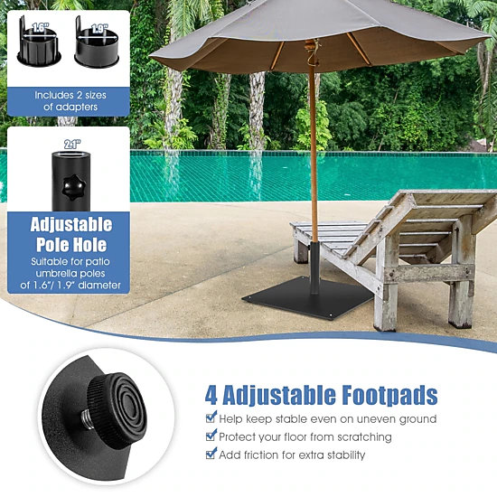 Hivvago 20 Inches Patio Umbrella Base With 4 Adjustable Footpads