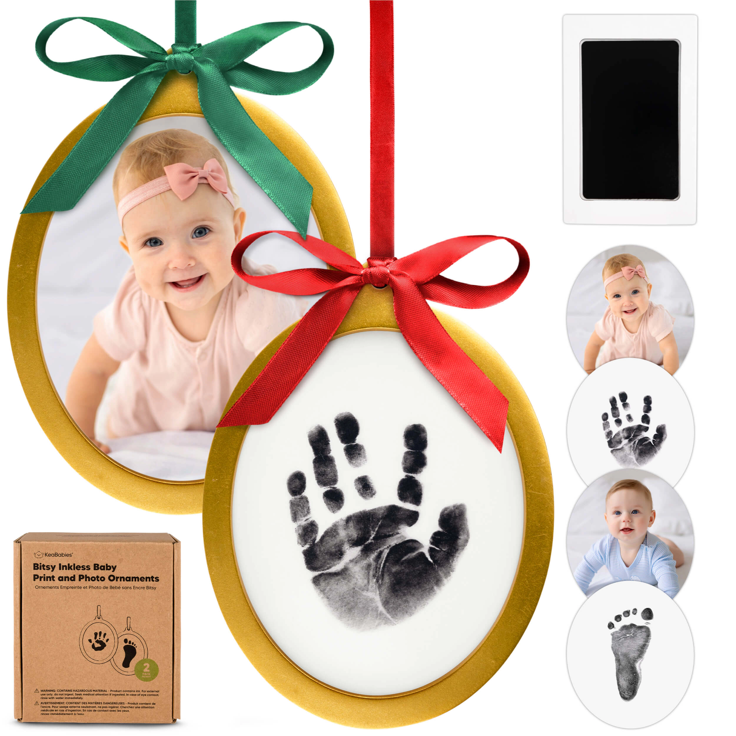 KeaBabies Bitsy Inkless Baby Print and Photo Ornaments