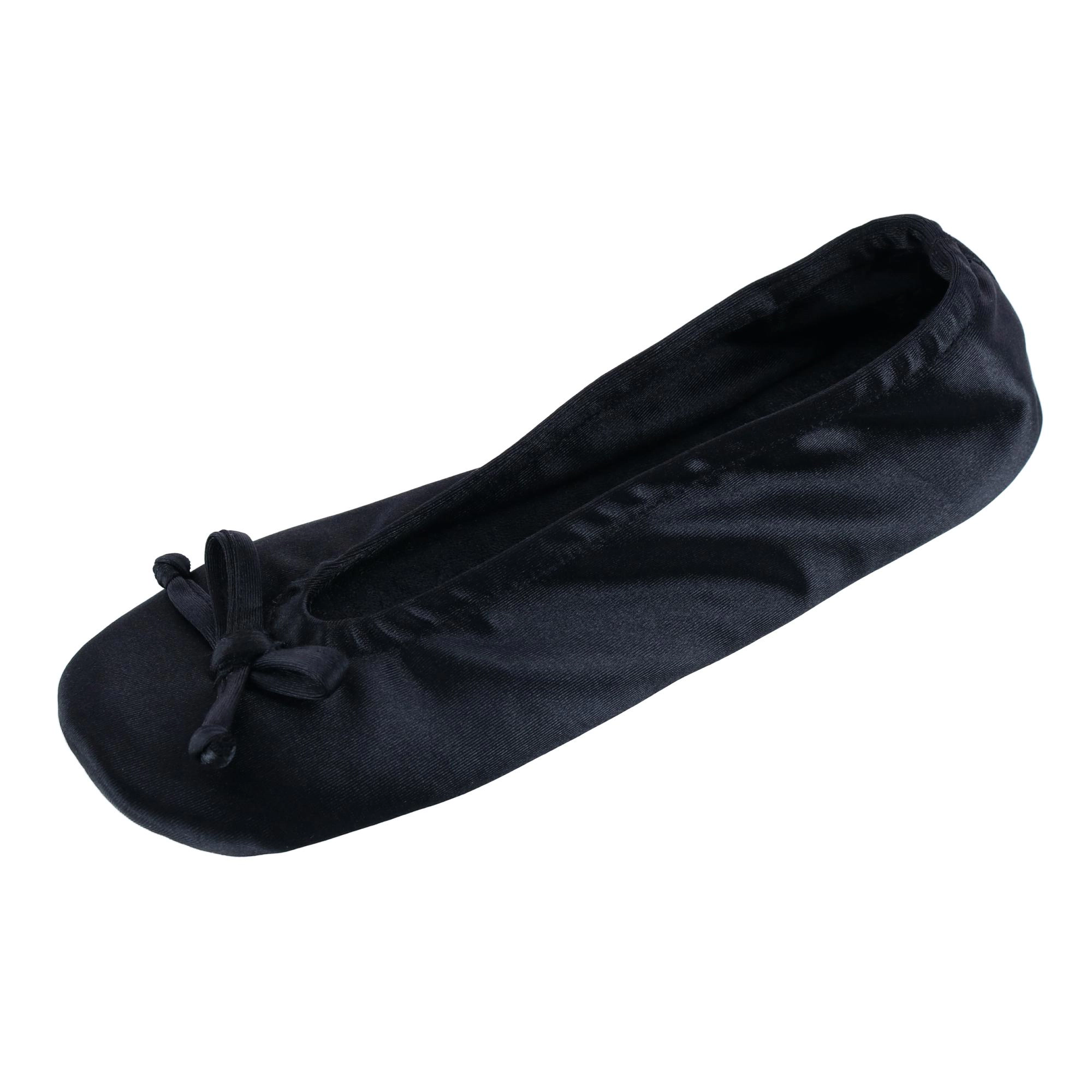 CTM Women's Satin Ballerina Slipper House Shoe